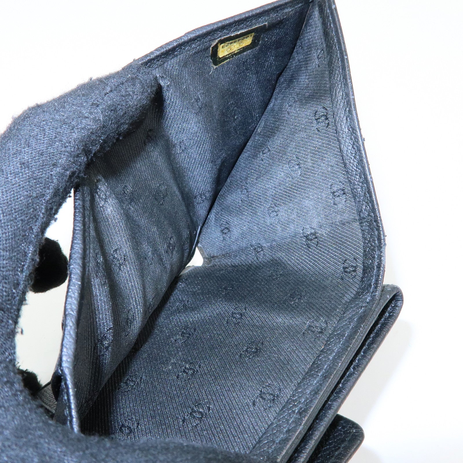 CHANEL COCO Button Calf Leather Compact Wallet Black