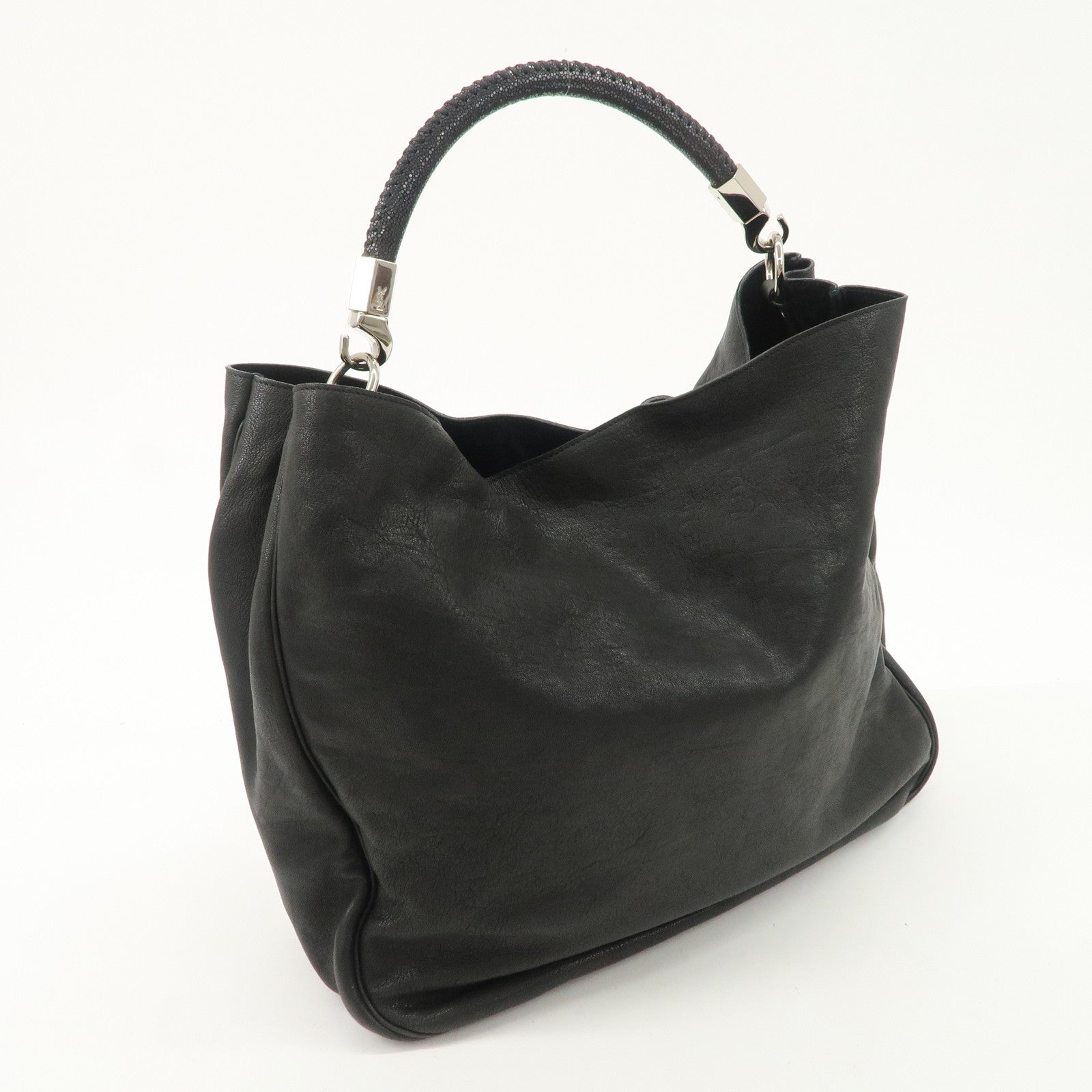 SAINT LAURENT Lody Leather Suede Shoulder Bag Hand Bag Black Used