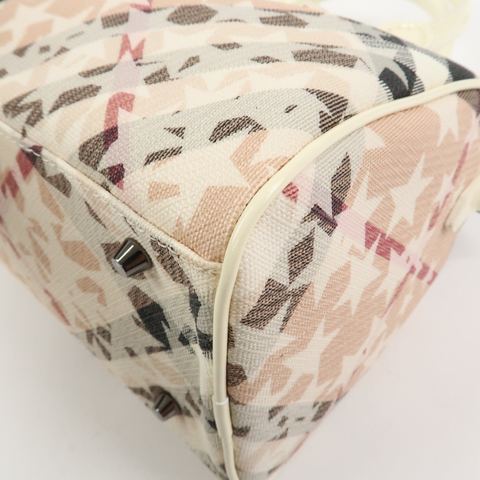 Burberry PVC Canvas Patent Leather 2Way Bag Hand Bag Beige Ivory