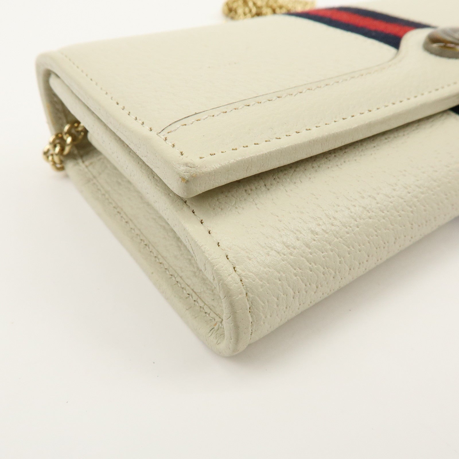 GUCCI Sherry GG Marmont Leather Chain Wallet Ivory 546592
