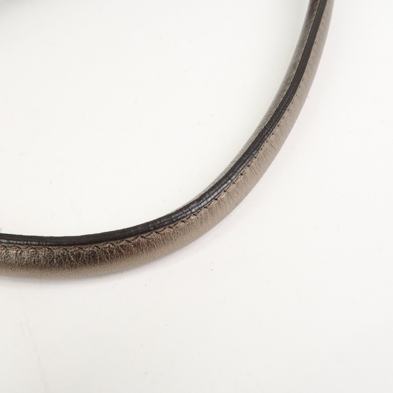 Ferragamo Vara Ribbon Logo Leather Shoulder Bag Hand Bag Silver