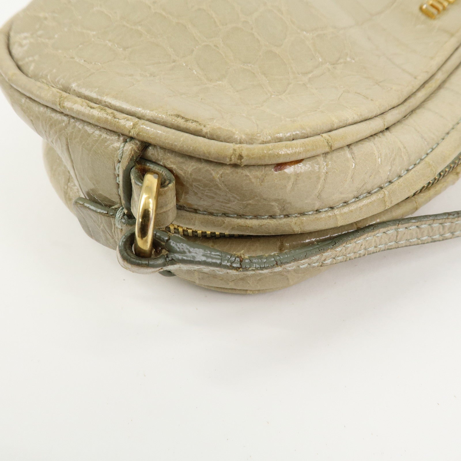MIU MIU Patent Leather Shoulder Bag Crossbody Bag Beige 5N1477