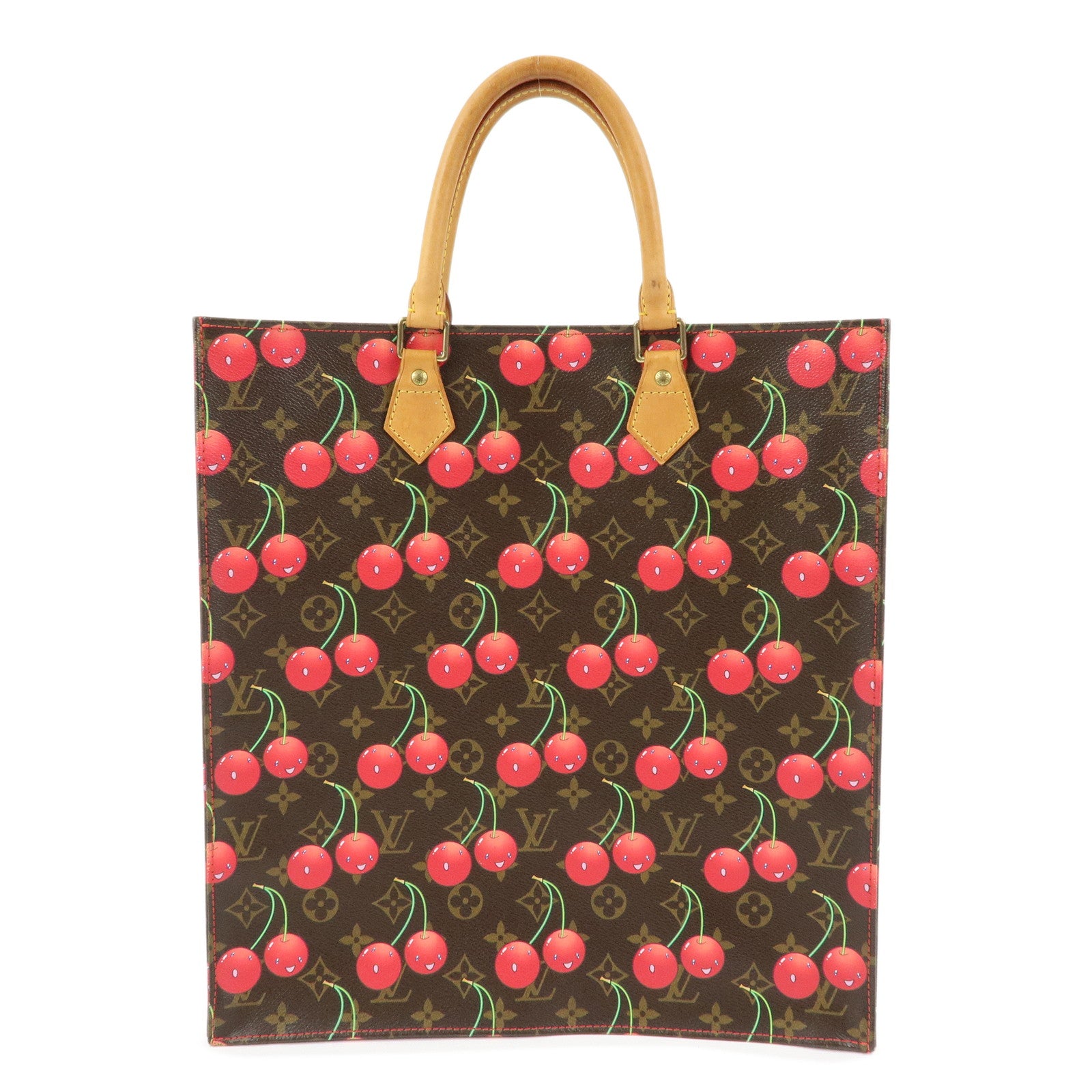 Louis Vuitton Monogram Cherry Sac Plat Tote Bag Brown Cherry M95010