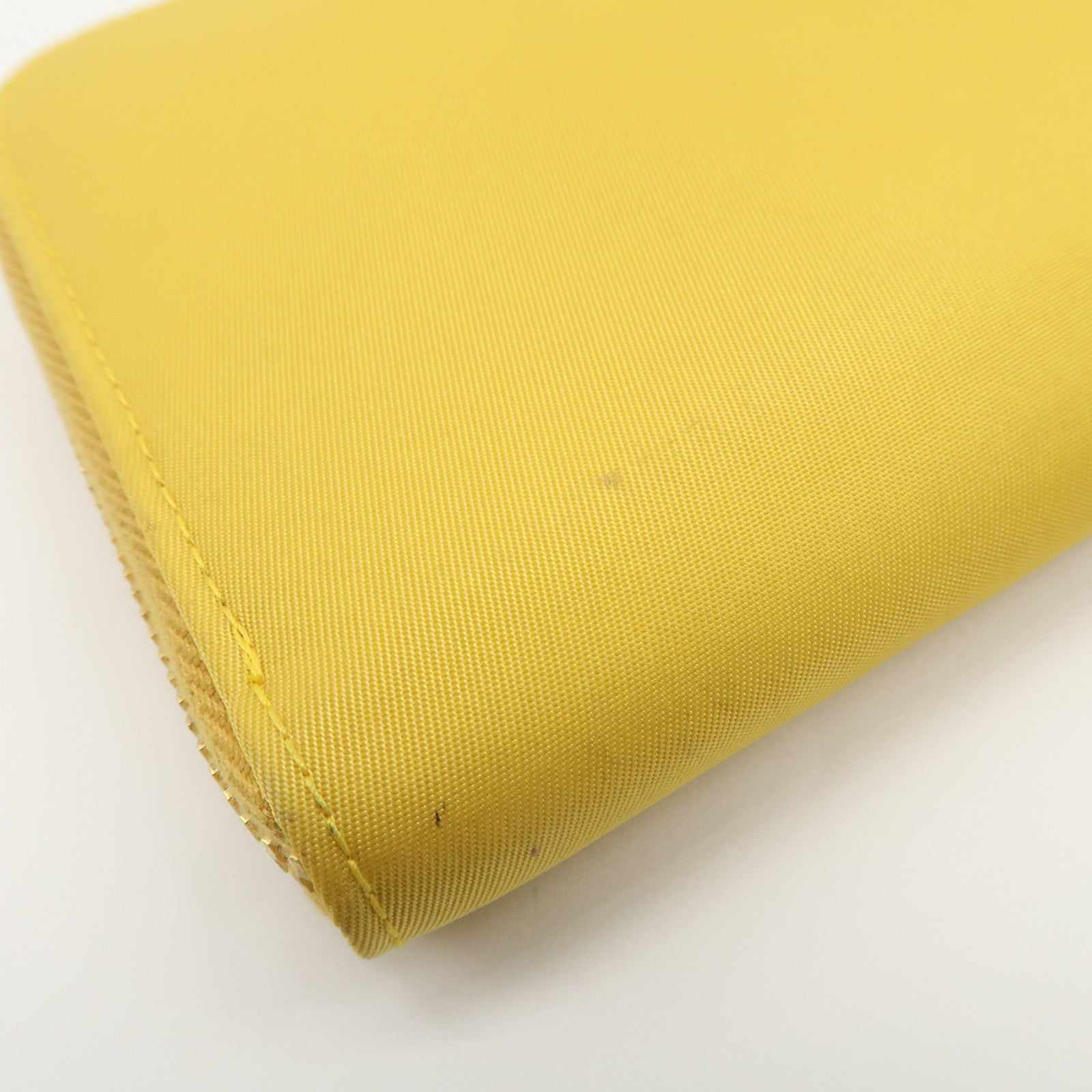PRADA Triangle Logo Nylon Leather Round Zippy Long Wallet Yellow