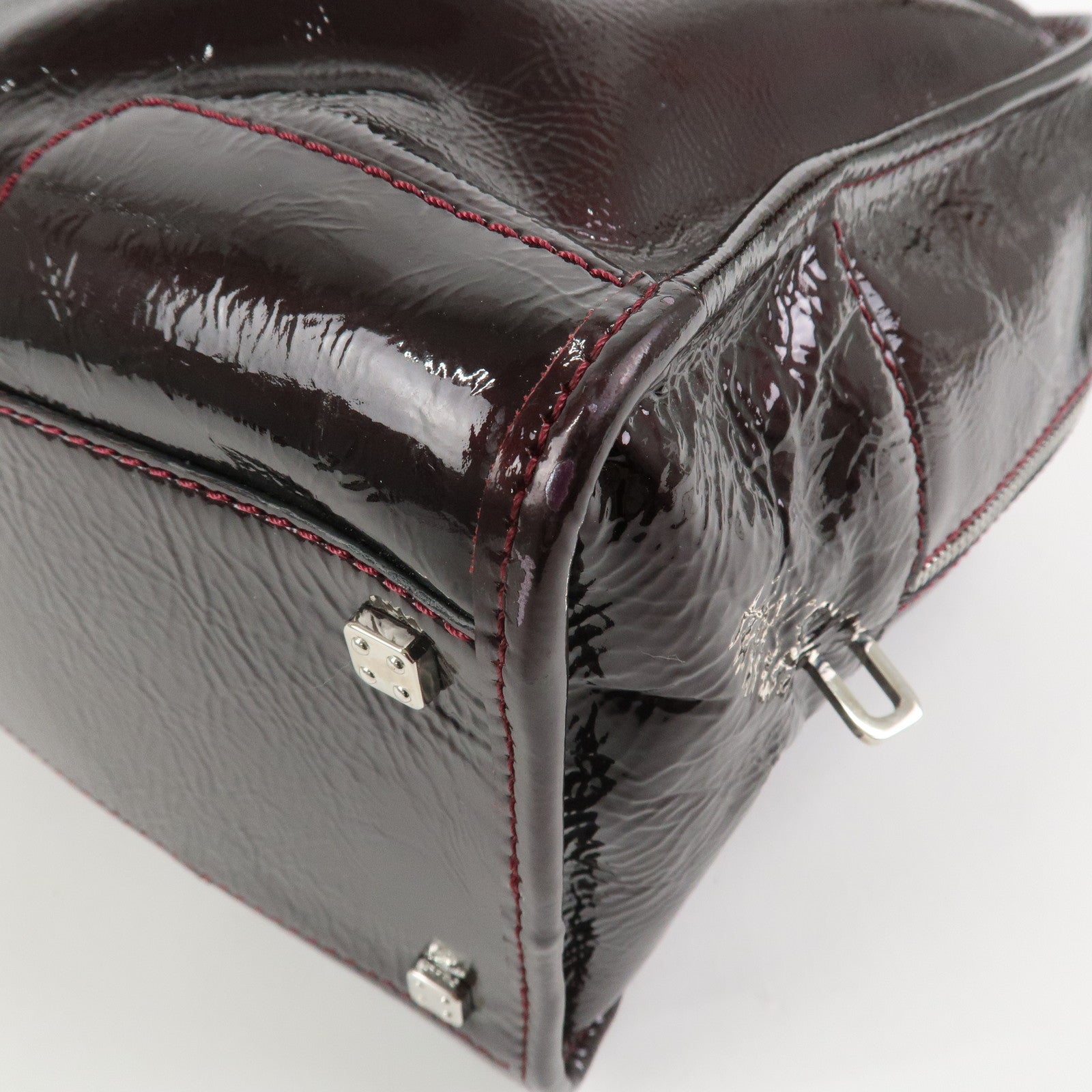 LOEWE Amazona Patent Leather Hand Bag Burgundy