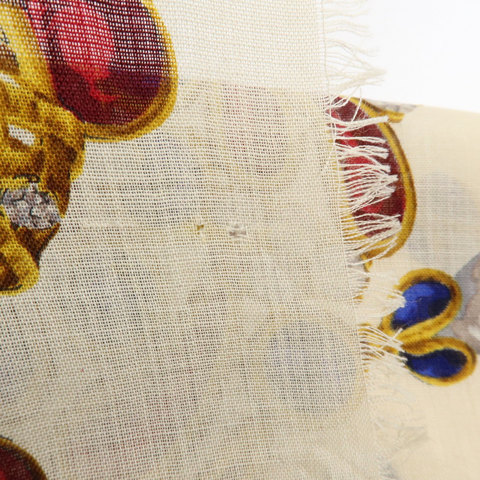 CHANEL Wook Silk Jewlry Pattern Scarf Beige Gold Red Blue