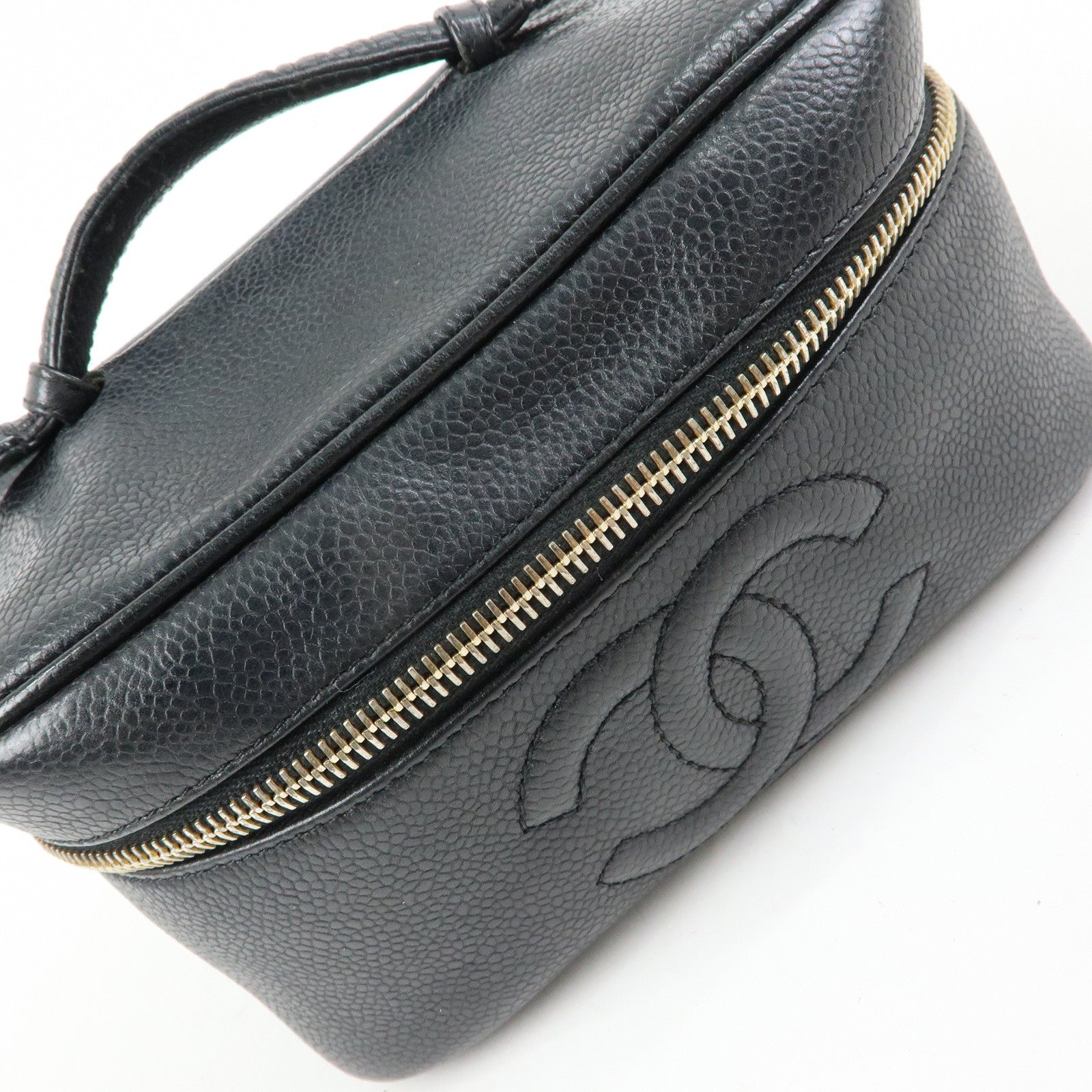 CHANEL COCO Mark Caviarskin Hand Bag Vanity Case Black A01997