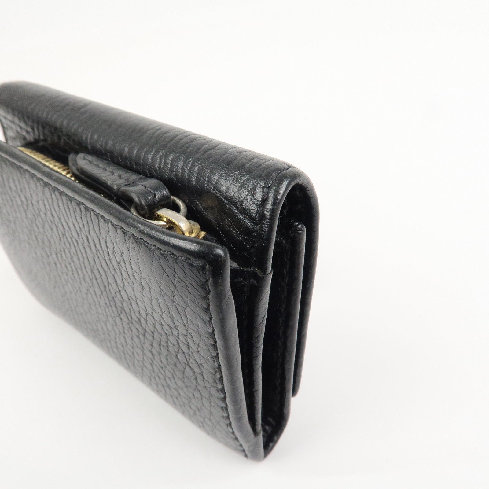 GUCCI GG Marmont Leather Small Tri-fold Compact Wallet Black 644407