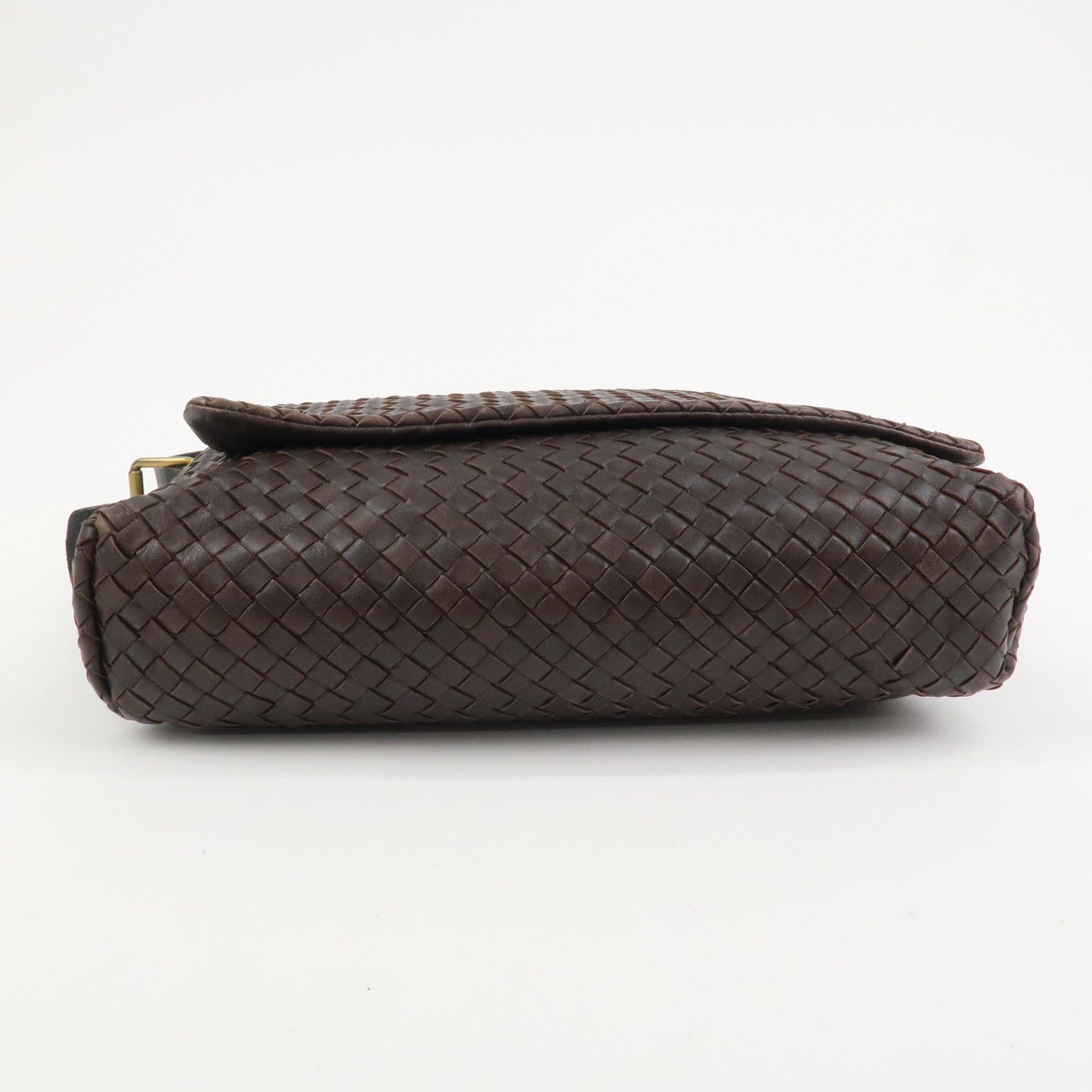 BOTTEGA VENETA Intrecciato Leather Shoulder Bag Crossbody Bag Brown