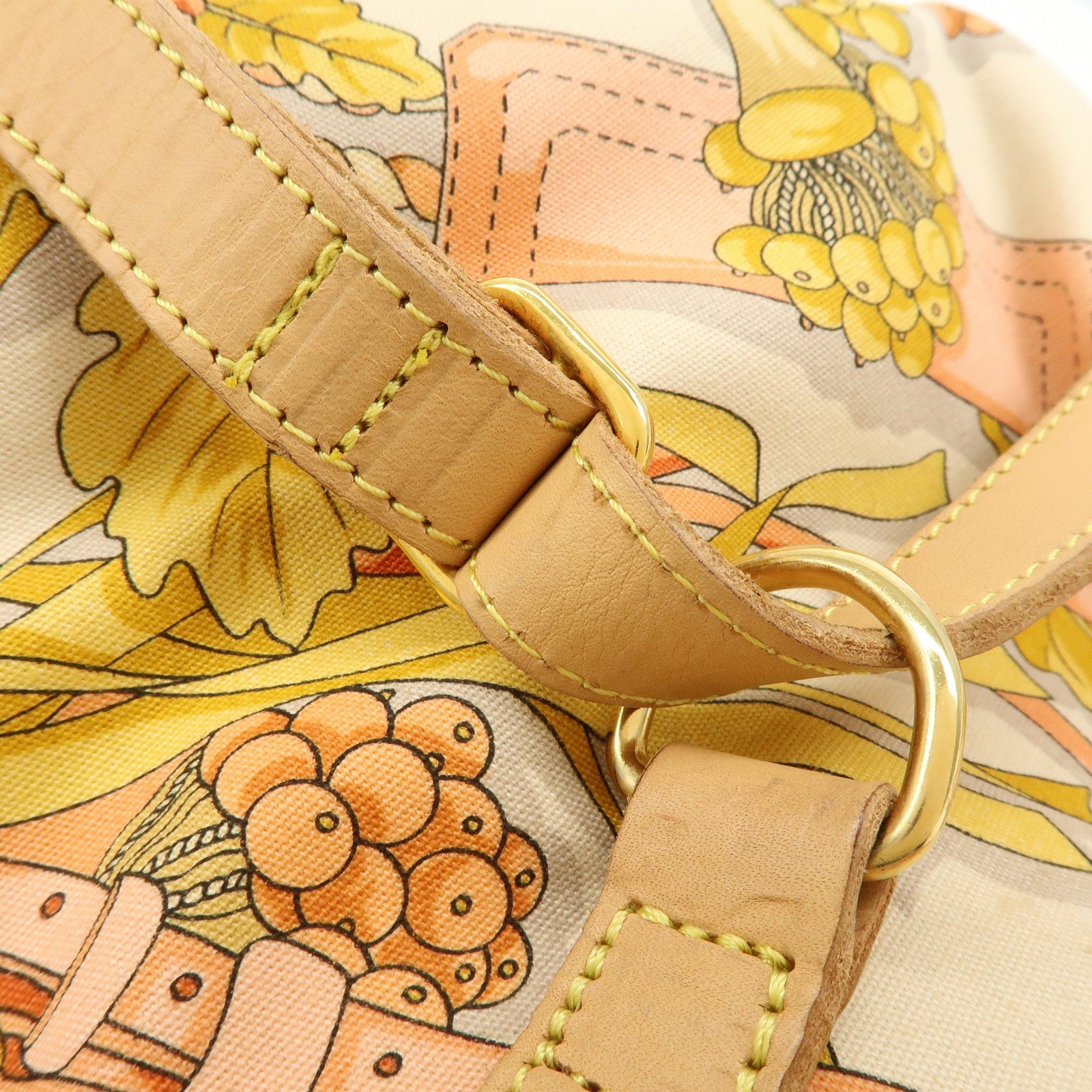 LOEWE Scarf Design Canvas Leather Shoulder Bag Beige Pink