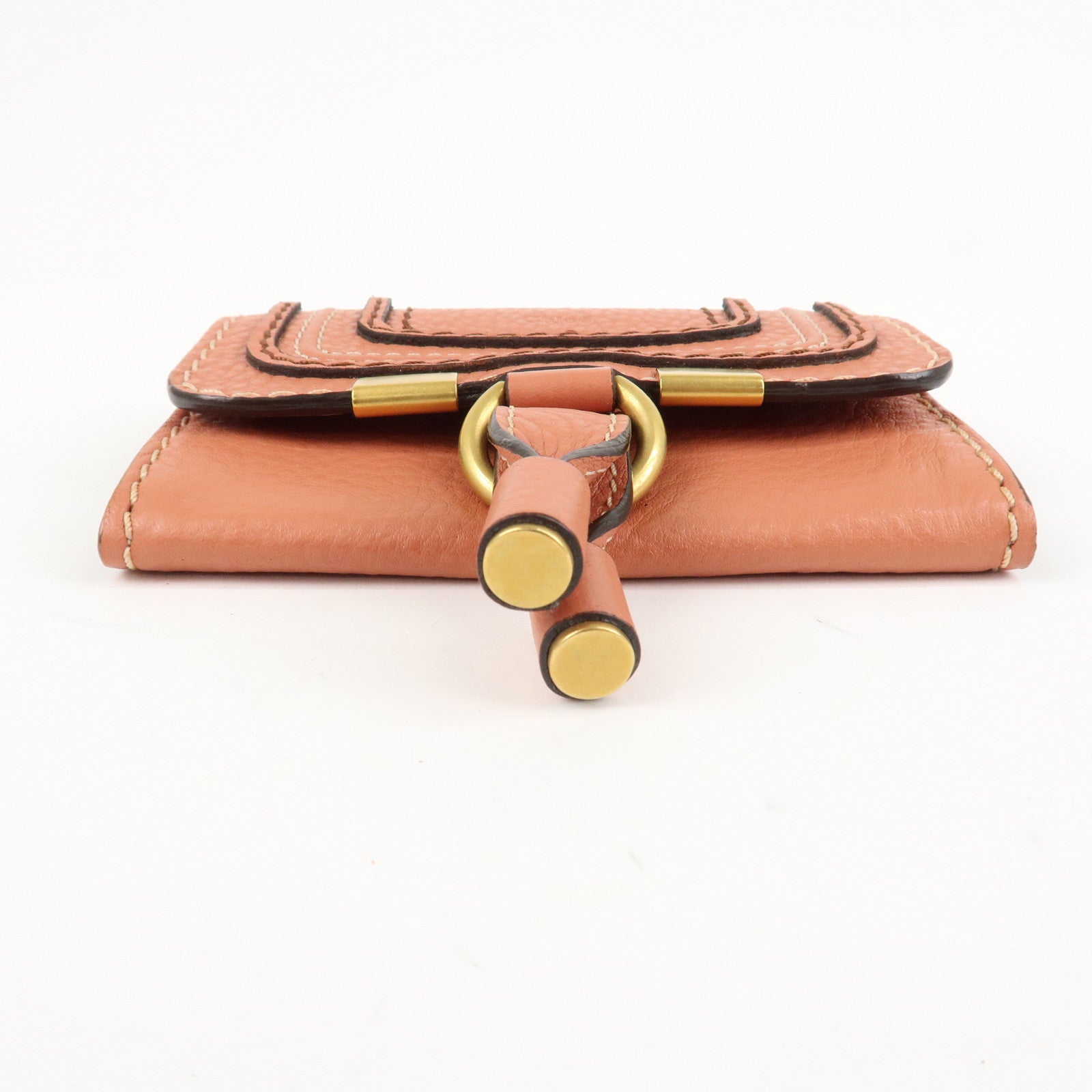 Chloe Leather Marcy Bi-fold Coin Case Card Case Orange Gold Hardware Used