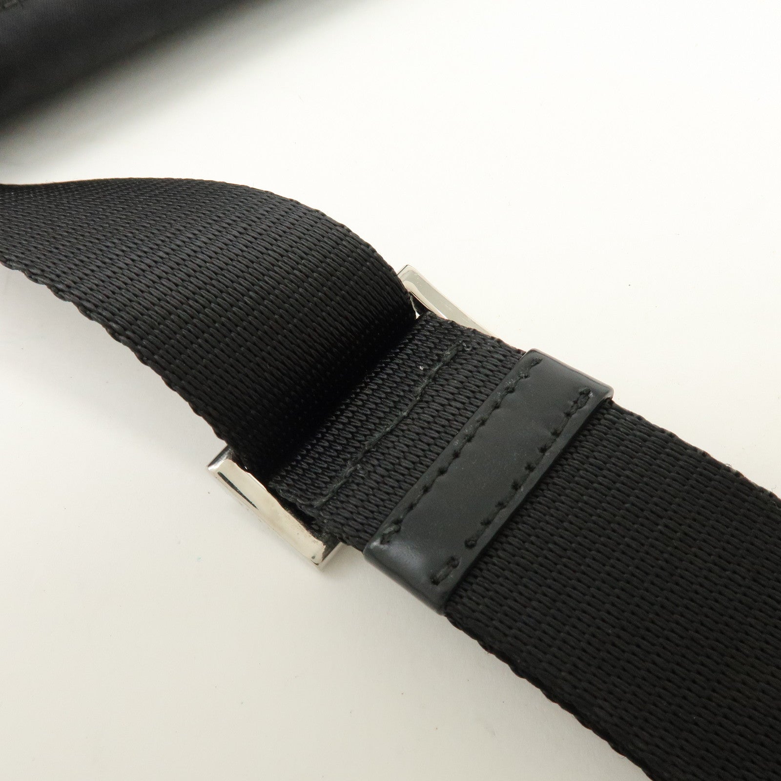 PRADA Triangle Logo Nylon Leather Shoulder Bag Crossbody Bag Black