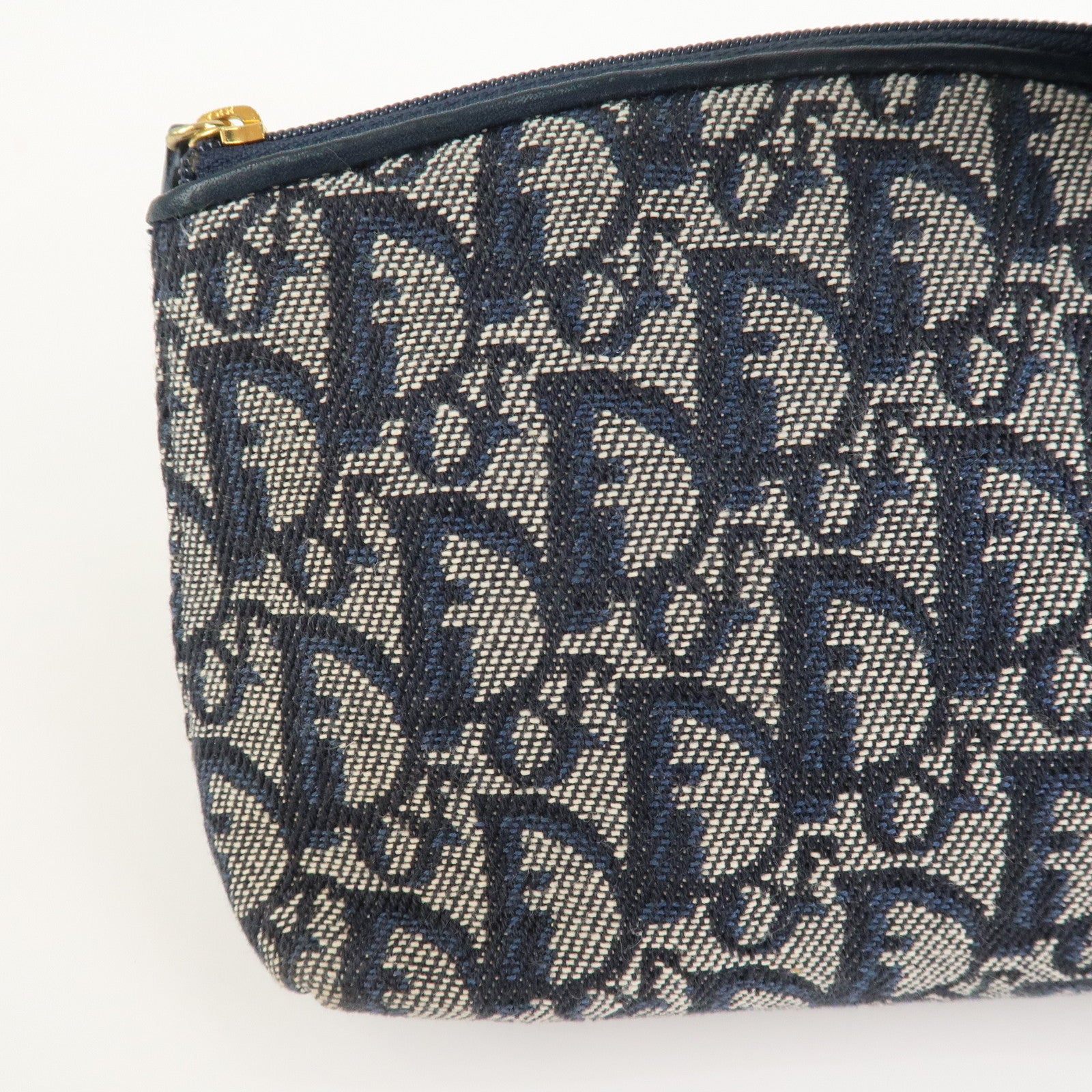 Christian Dior Trotter Canvas Leather Pouch Cosmetic Pouch Navy