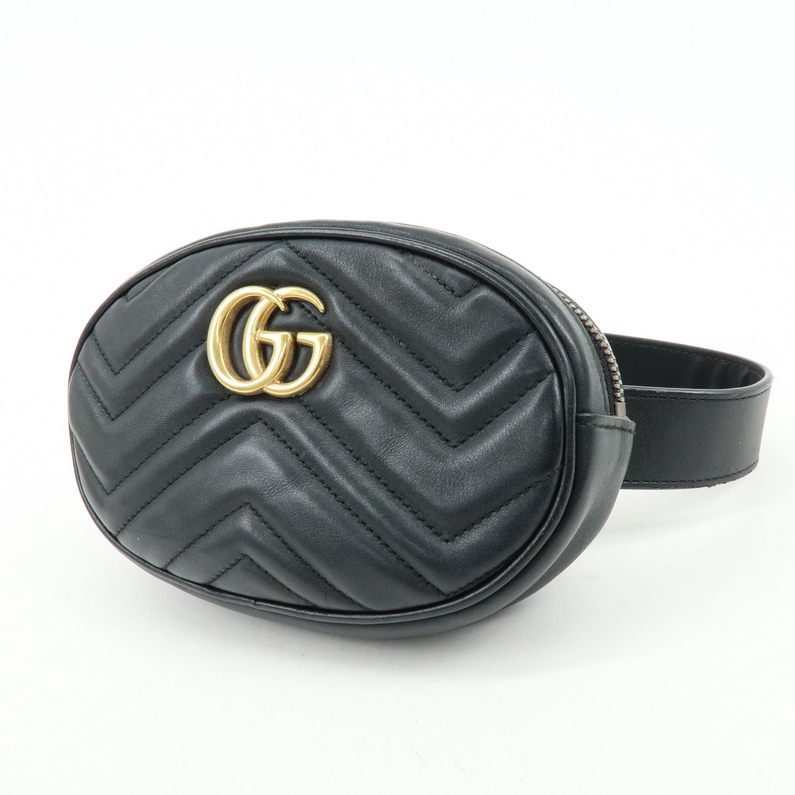 GUCCI GG Marmont Leather Waist Pouch Body Bag Black