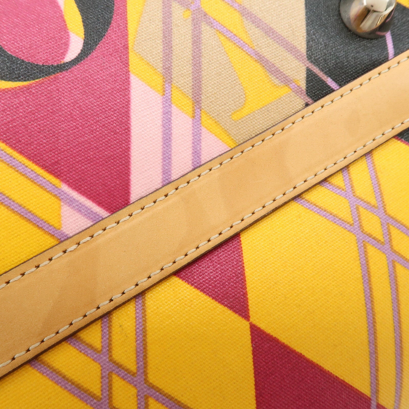 Christian Dior PVC Leather 2Way Bag Boston Bag Yellow Pink Brown