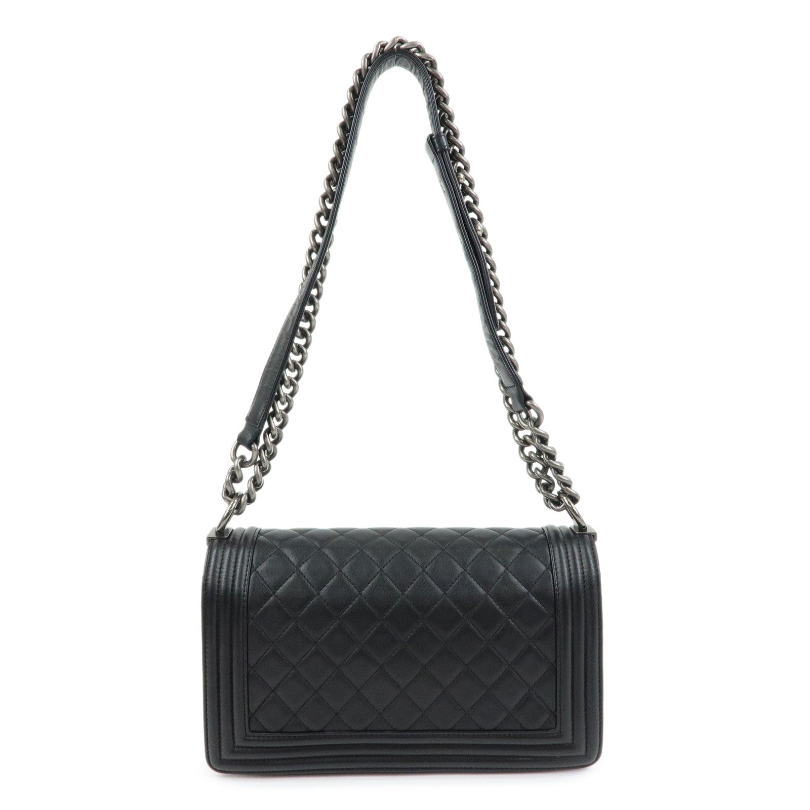 CHANEL Boy CHANEL Lamb Skin Chain Shoulder Bag Crossbody Bag Black