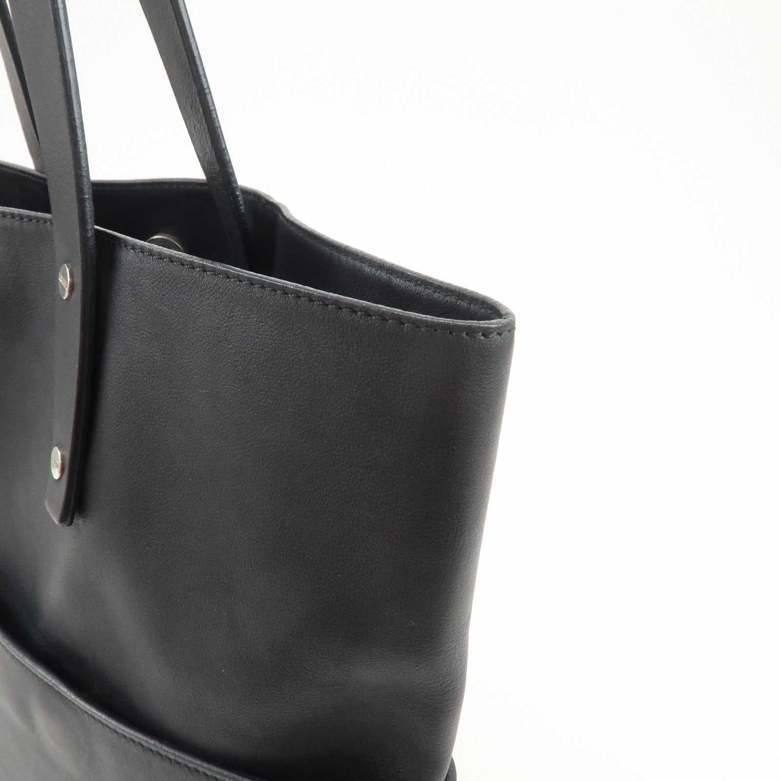 LOEWE Logo Leather Tote Bag Hand Bag Shoulder Bag Black