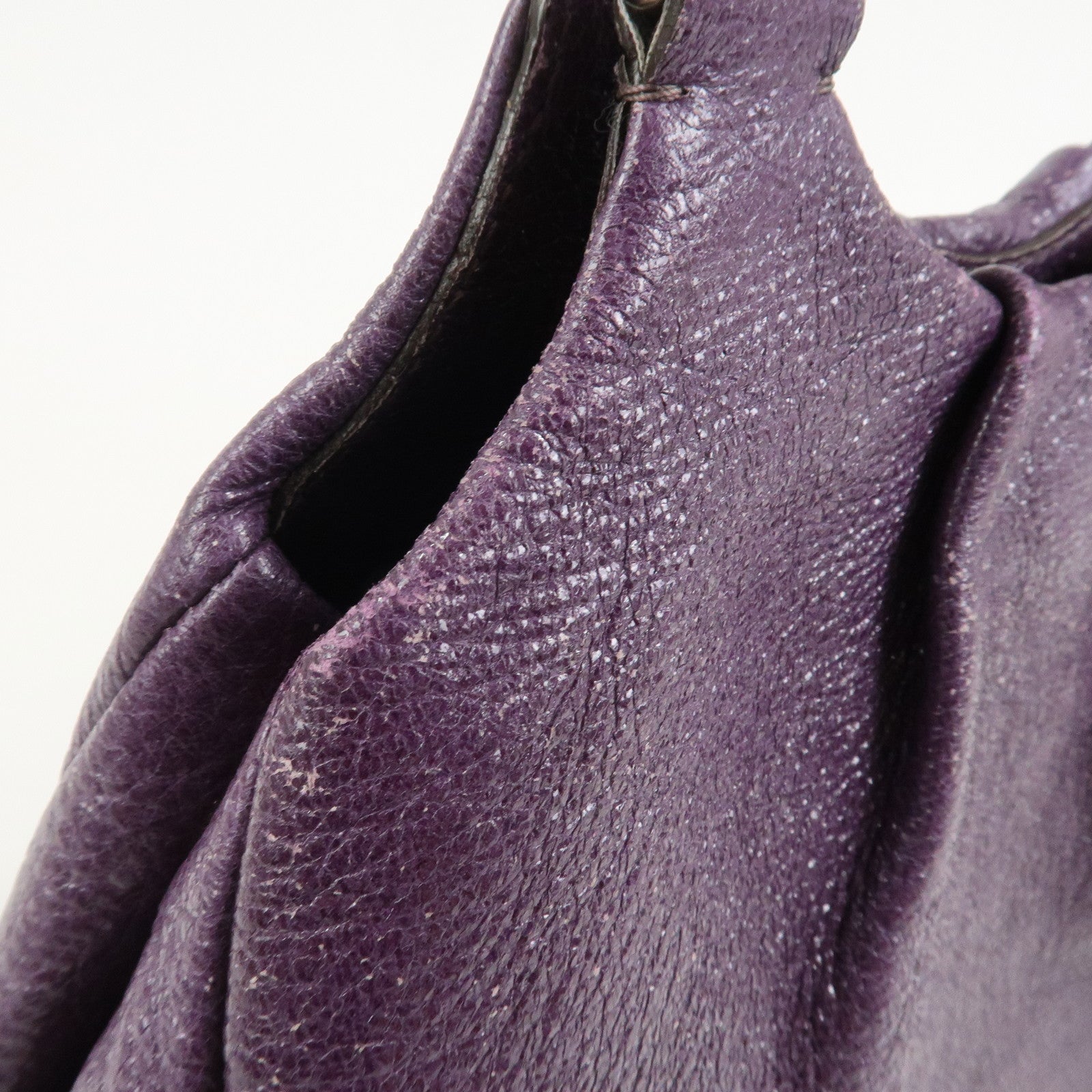PRADA Leather Tote Bag Shoulder Bag Purple Silver