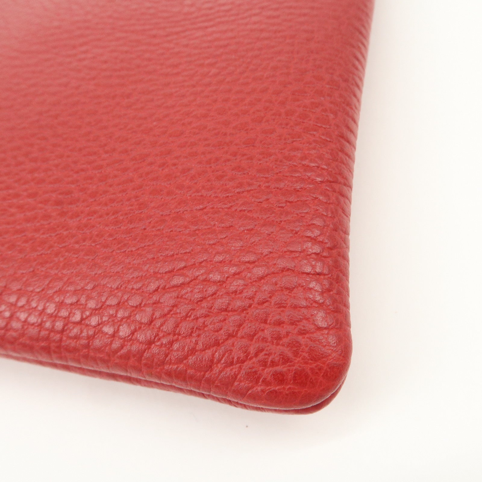 GUCCI Bamboo Leather Clutch Bag Pouch Red 449652