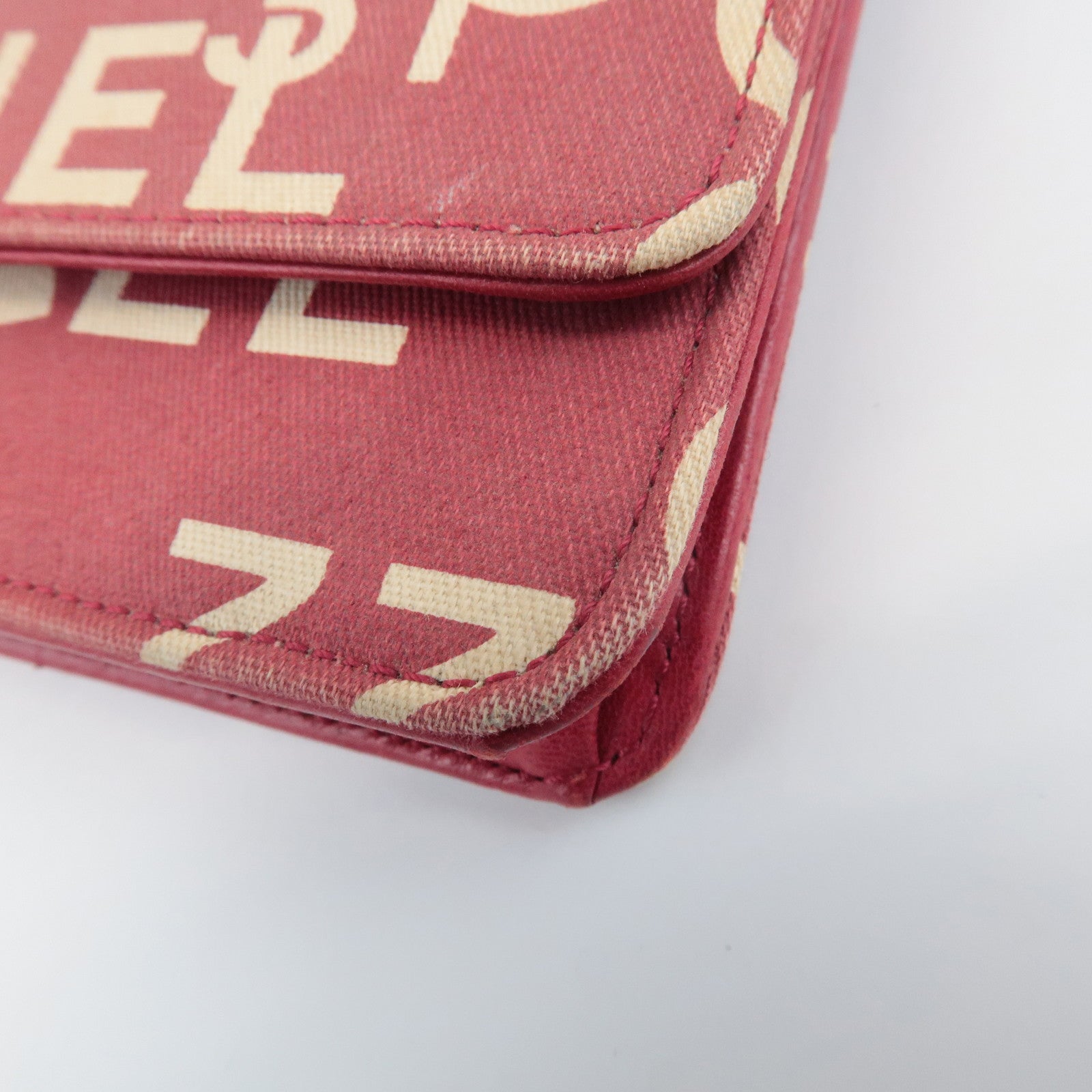 CHANEL By Sea Line Canvas Chain Shoulder Bag Red Used