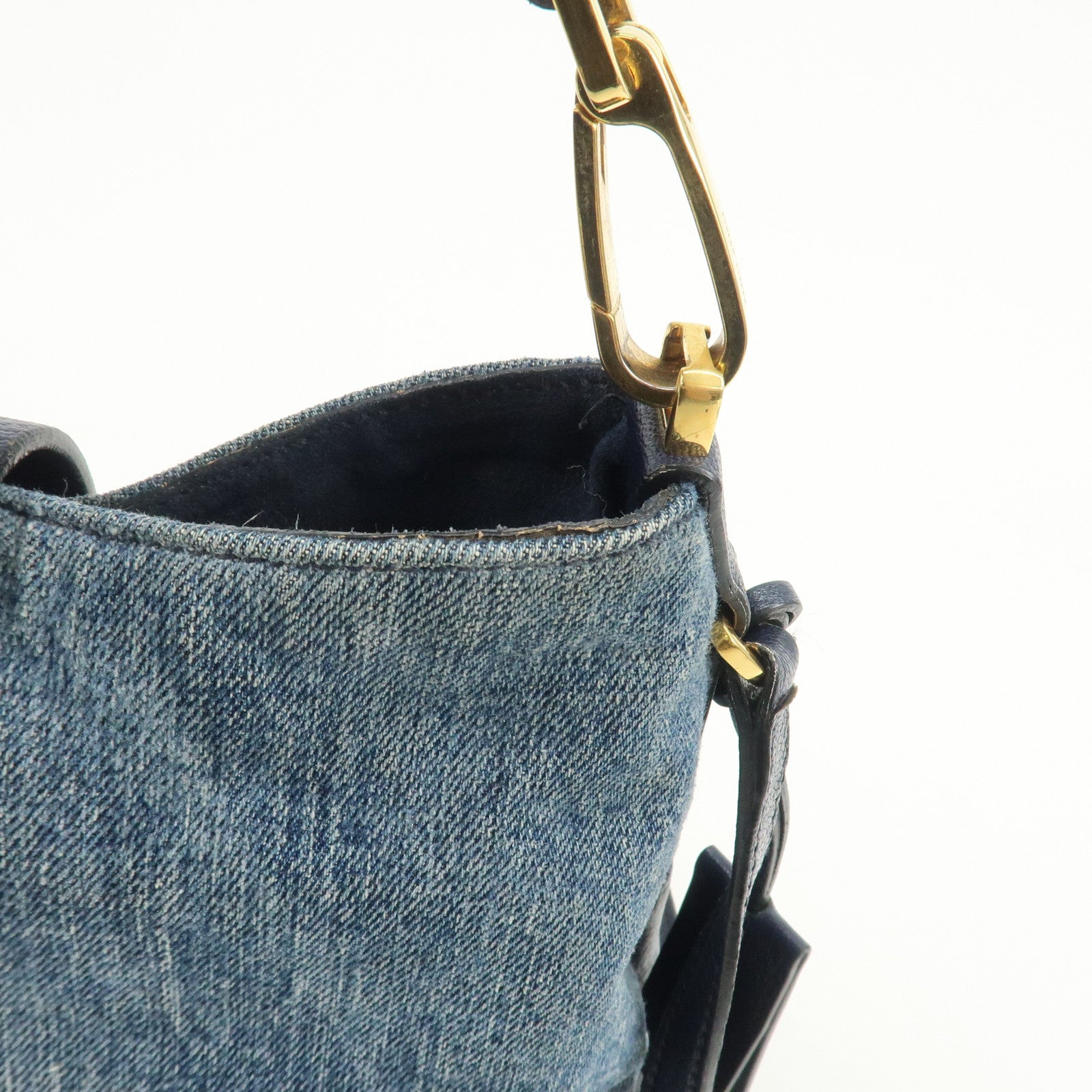 MIU MIU Madras Leather Denim 2Way Bag Hand Bag Shoulder Bag RR1951