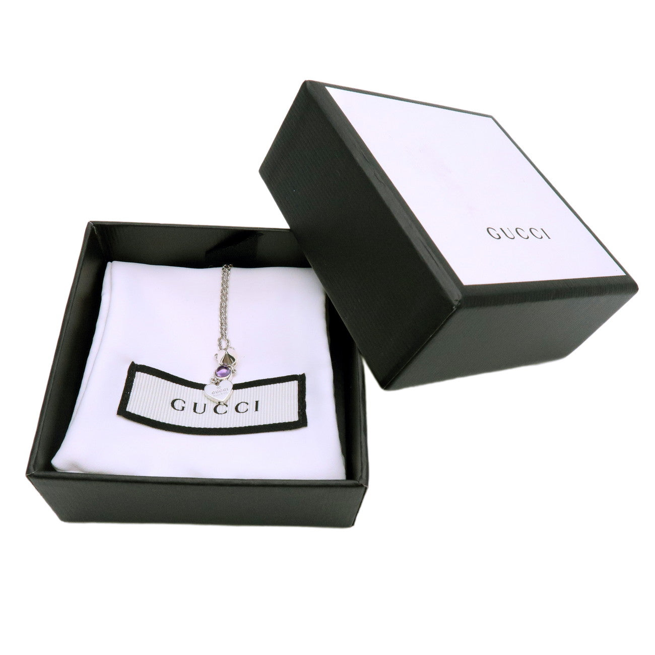 GUCCI Heart Nacklace Amethyst SV925 Silver 325871