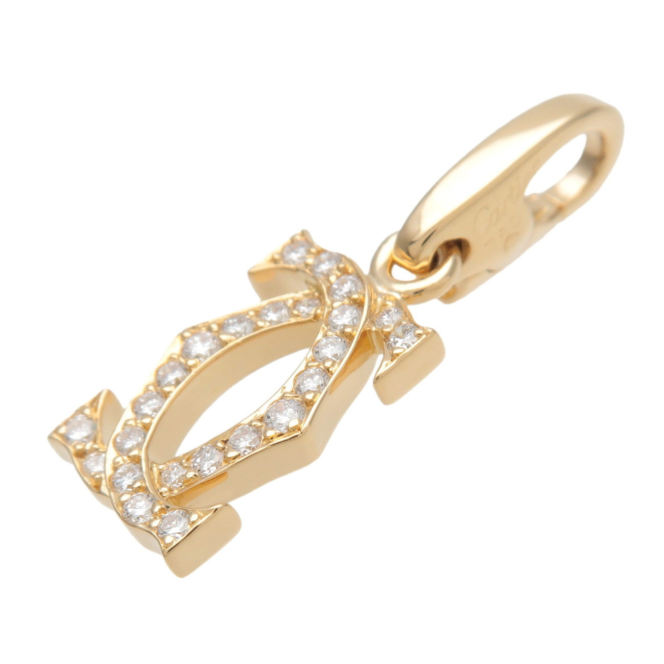 Cartier 2C Diamond Necklace Charm K18YG 750YG Yellow Gold