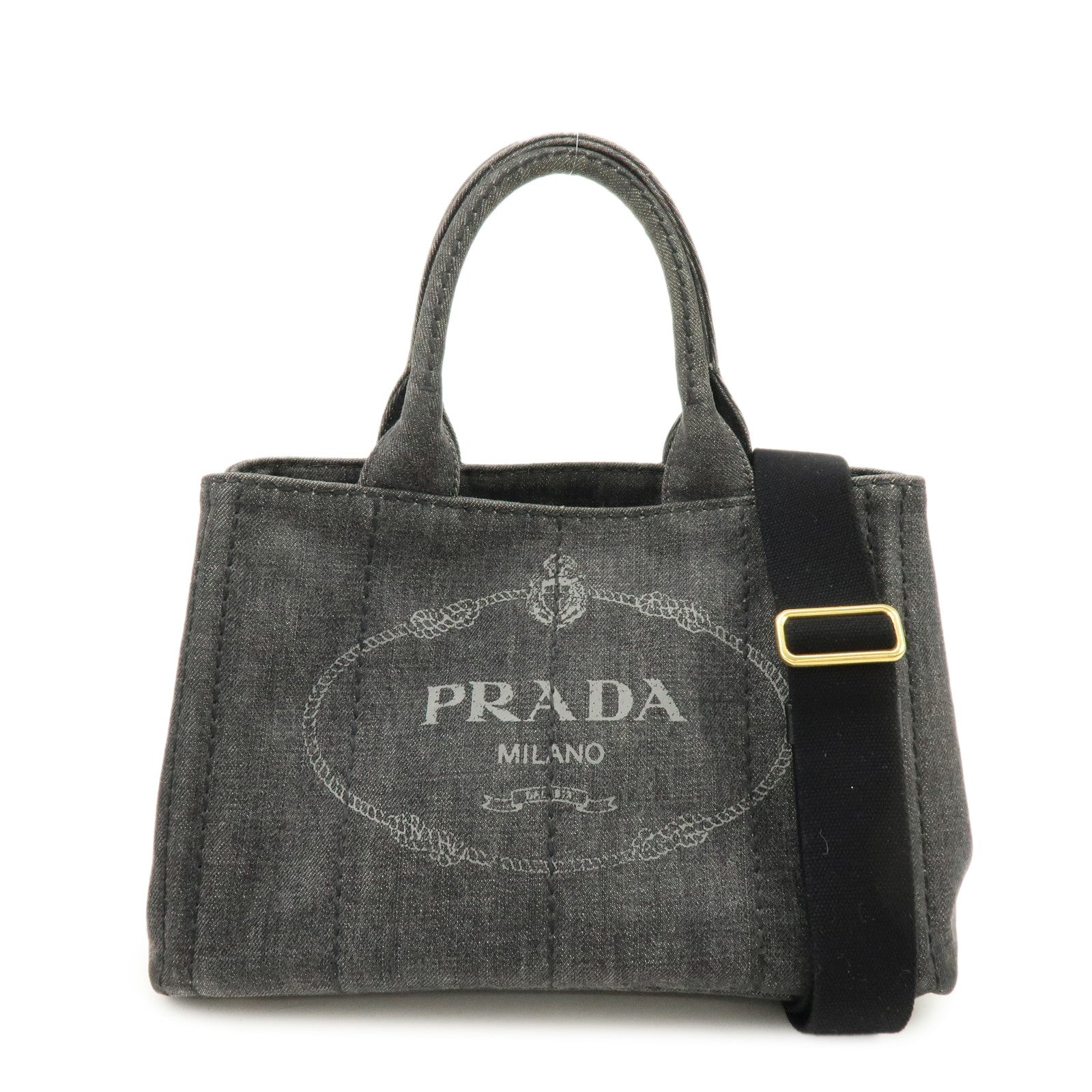 PRADA Canapa Canvas 2Way Bag Hand Bag Shoulder Bag Black