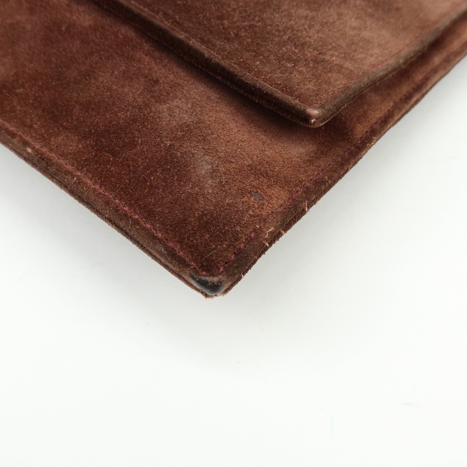 GUCCI Suede Wood Shoulder Bag Crossbody Bag Brown 002・1705