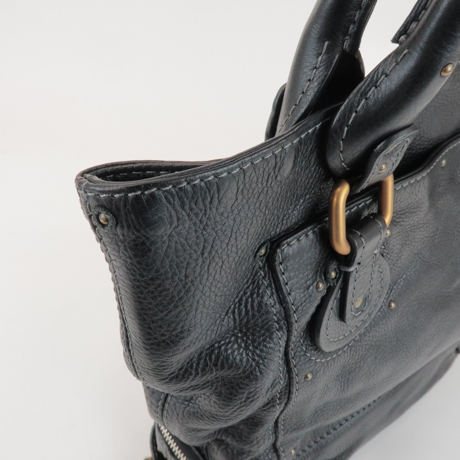 Chloe Paddington Leather Tote Bag Hand Bag Black