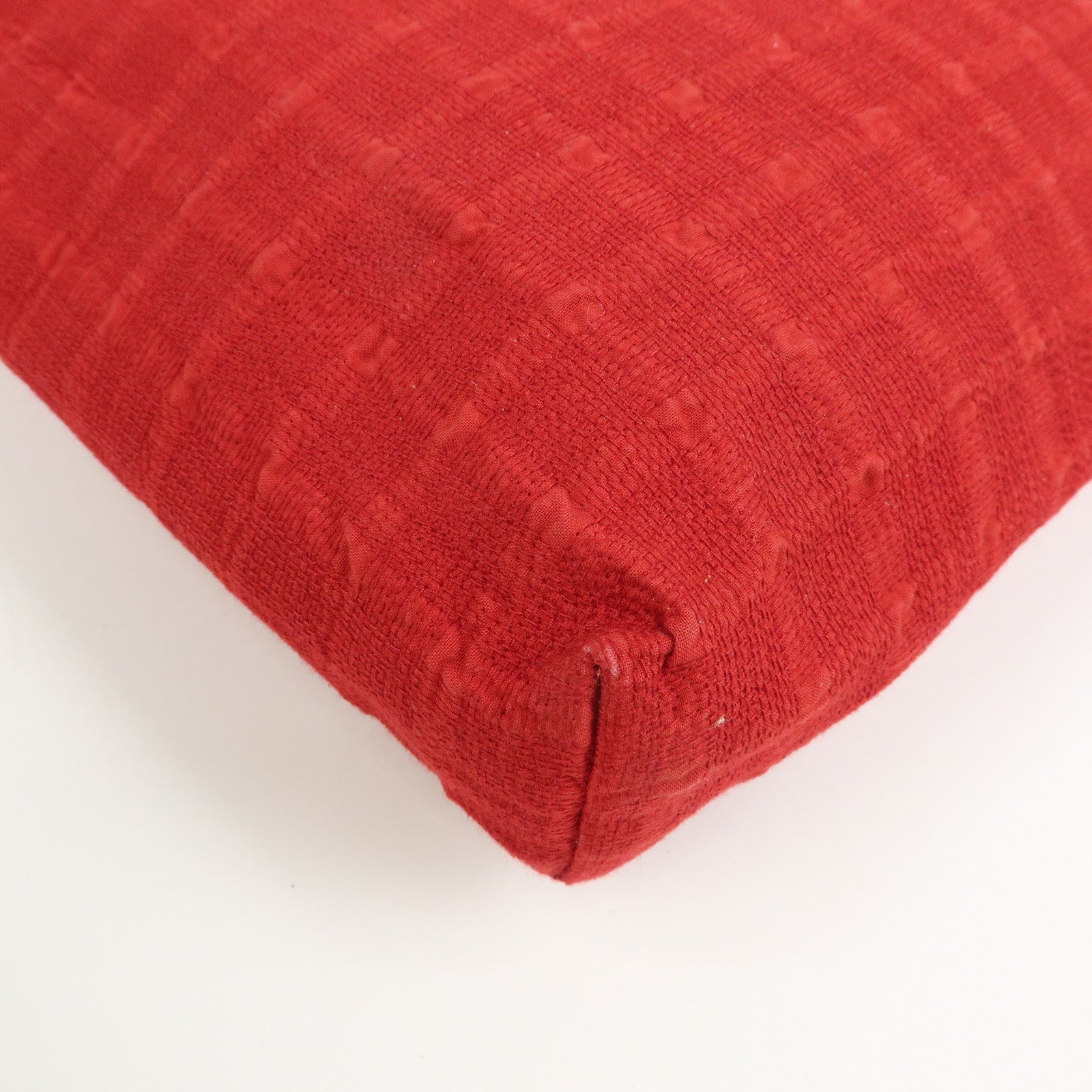 HERMES Amedaba GM Canvas Leather Tote Bag Hand Bag Red