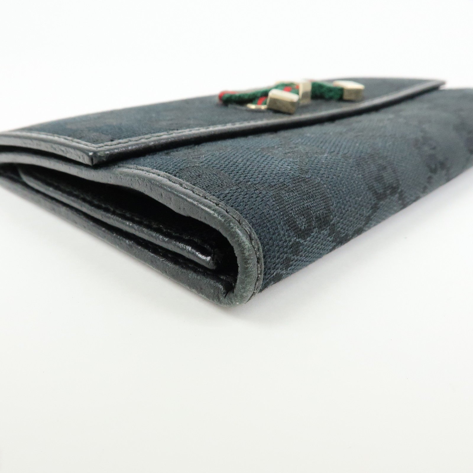 GUCCI Princy GG Canvas Leather Long Wallet Black 167468