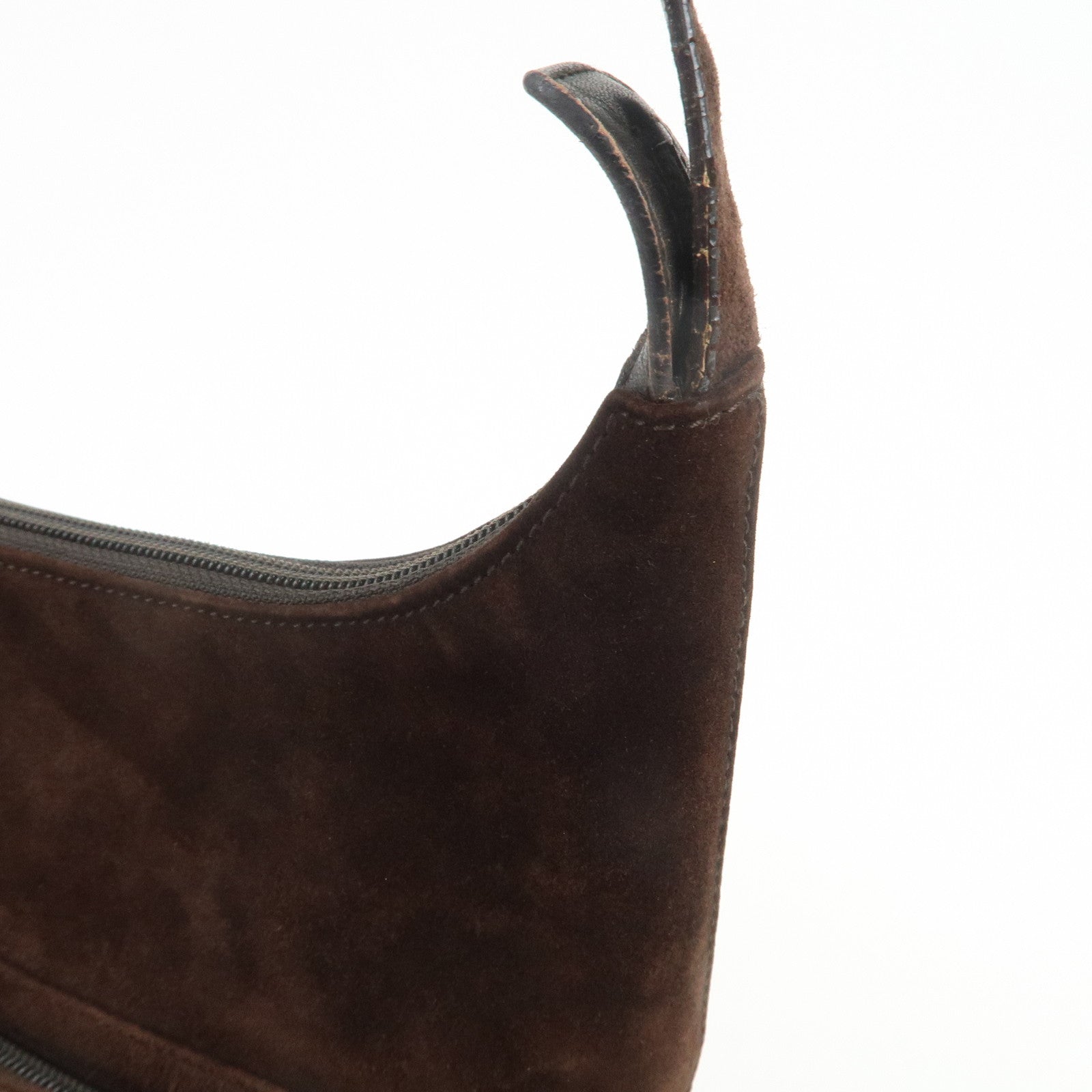 Ferragamo Gancini Suede Leather Shoulder Bag Brown