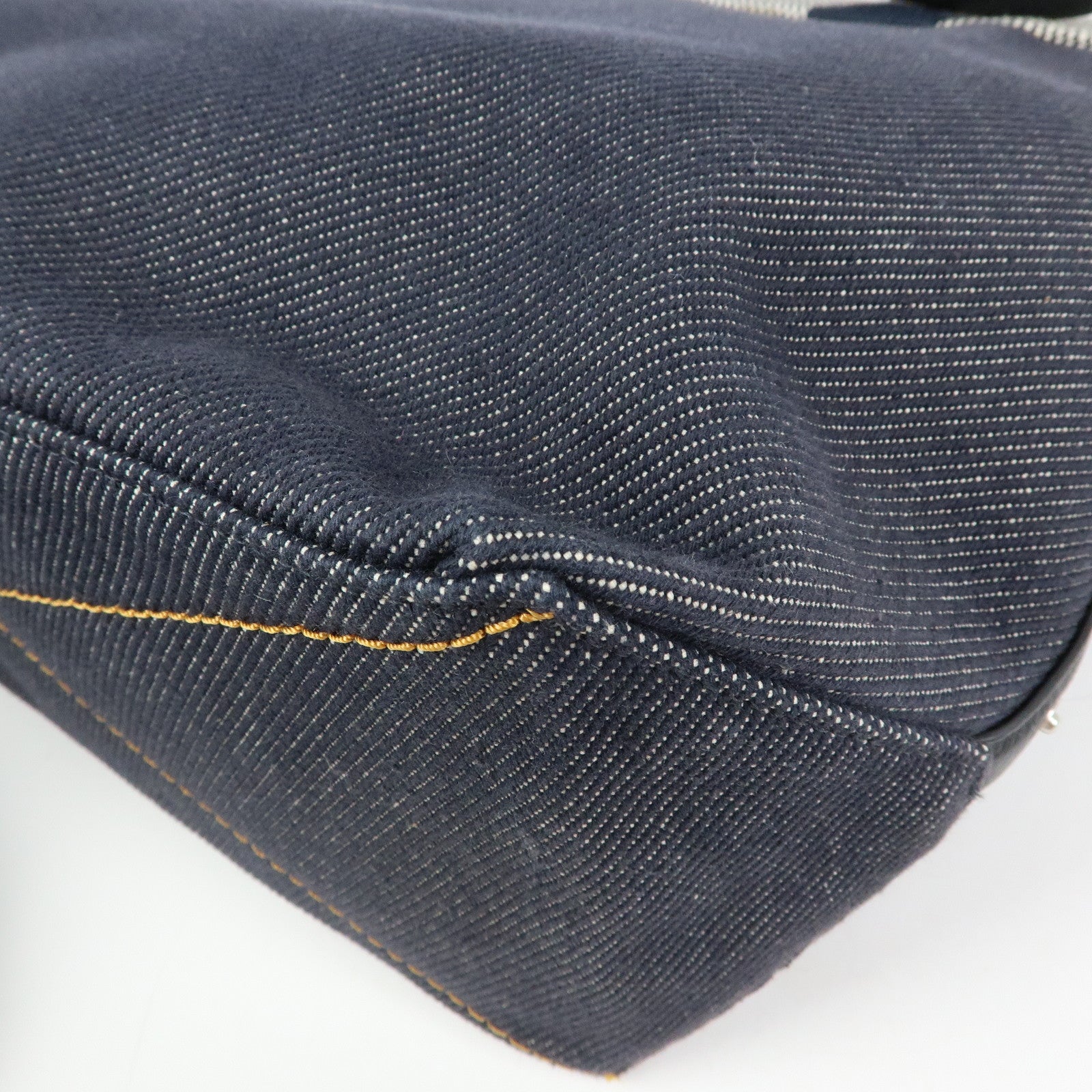 COACH Denim Leather Tote Bag Shoulder Bag Hand Bag Navy