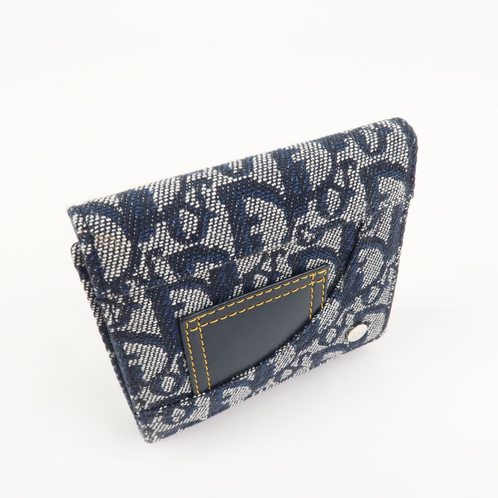 Christian Dior Trotter Canvas Leather Tri-fold Wallet Navy