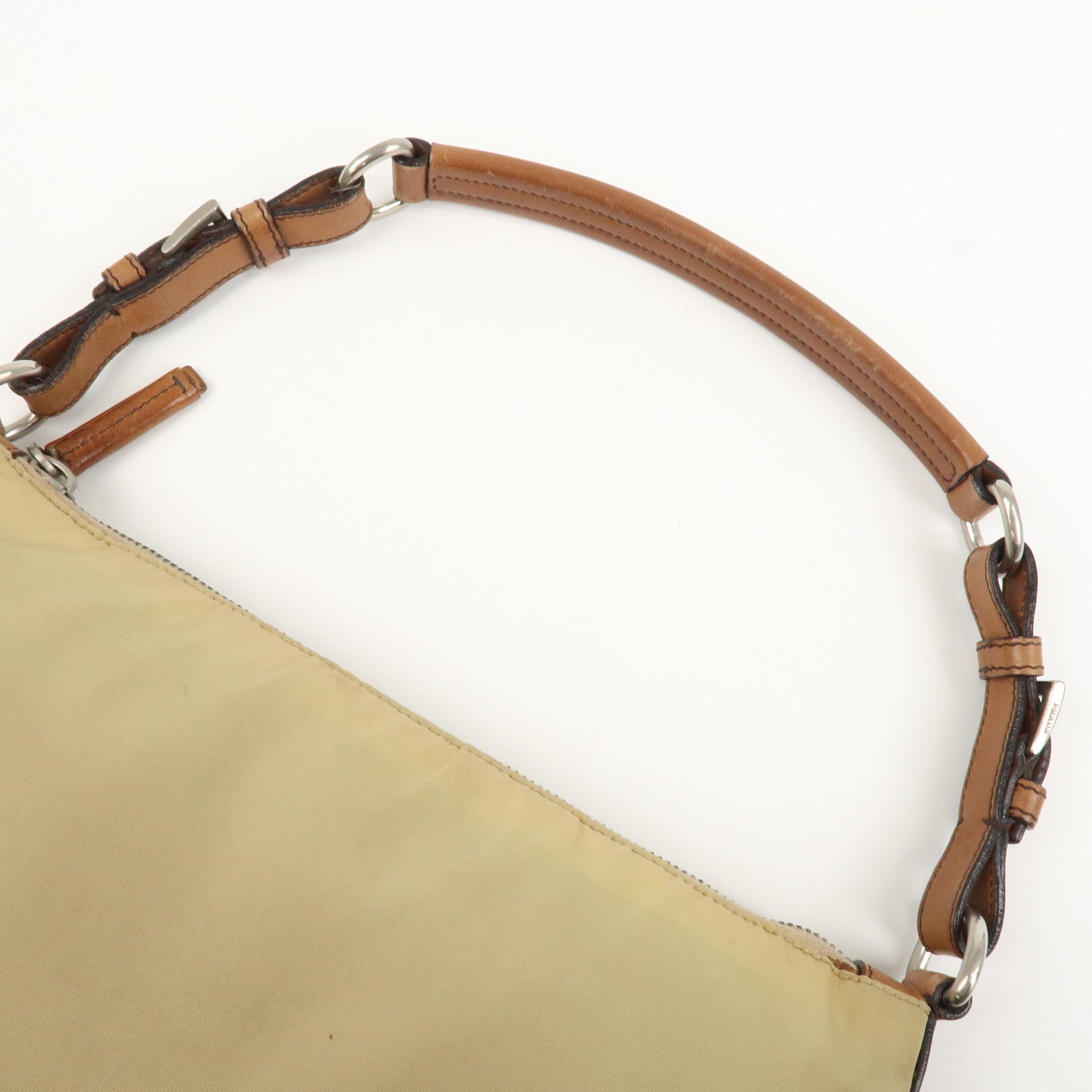 PRADA Triangle Logo Nylon Shoulder Bag Brown BR2205