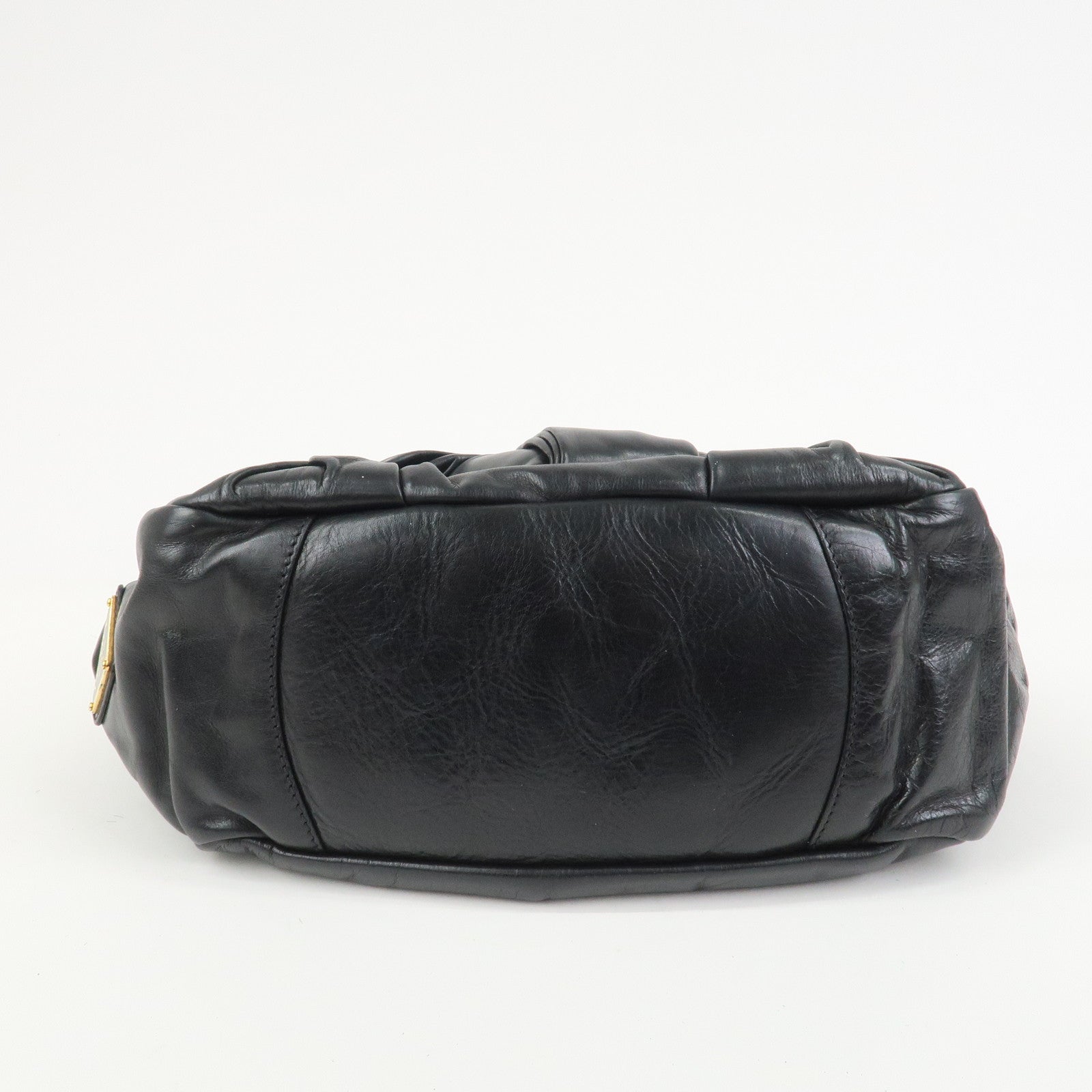 PRADA Triangle Logo Leather 2Way Bag Hand Bag Black BN1642