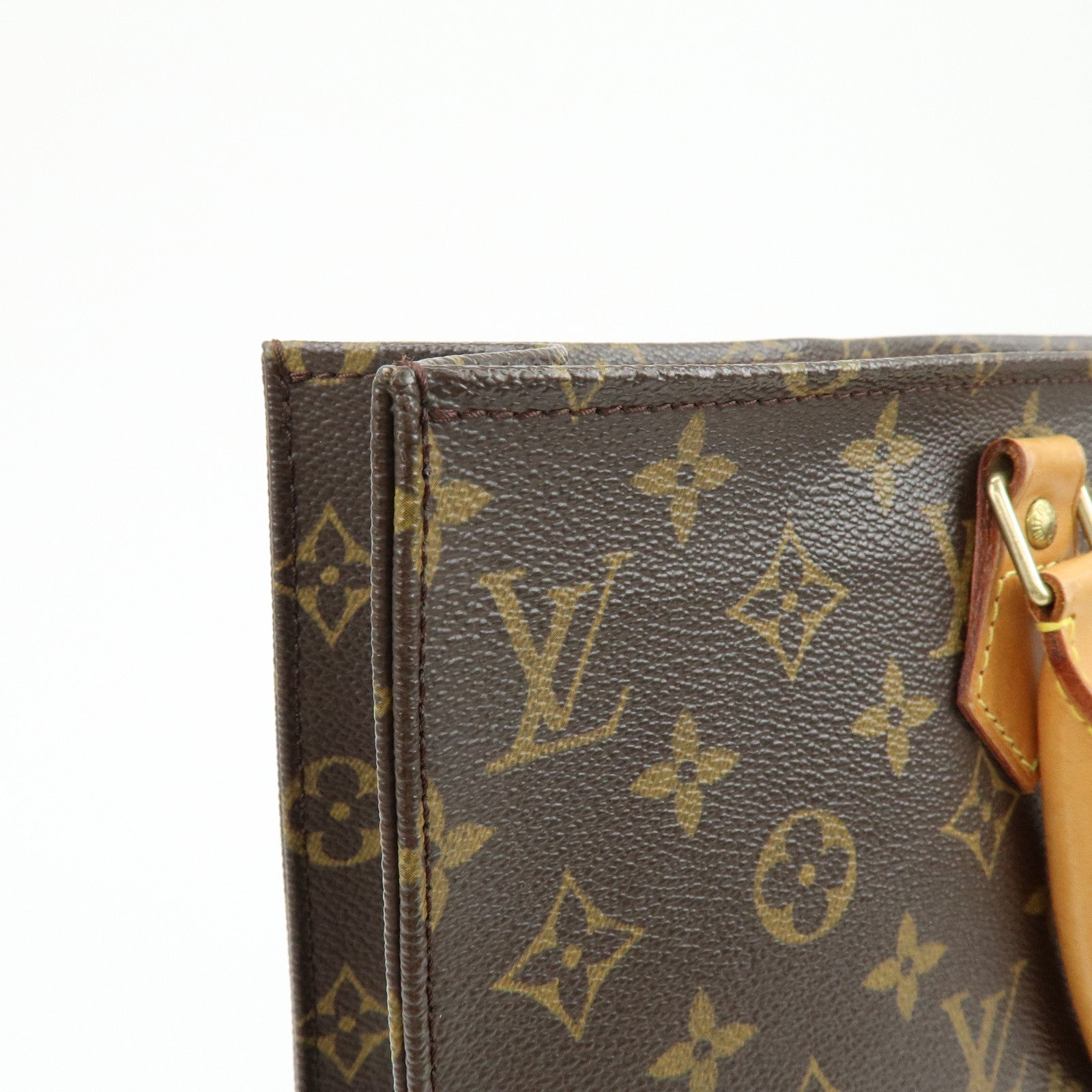 Louis Vuitton Monogram Sac Plat Tote Bag Hand Bag Brown M51140
