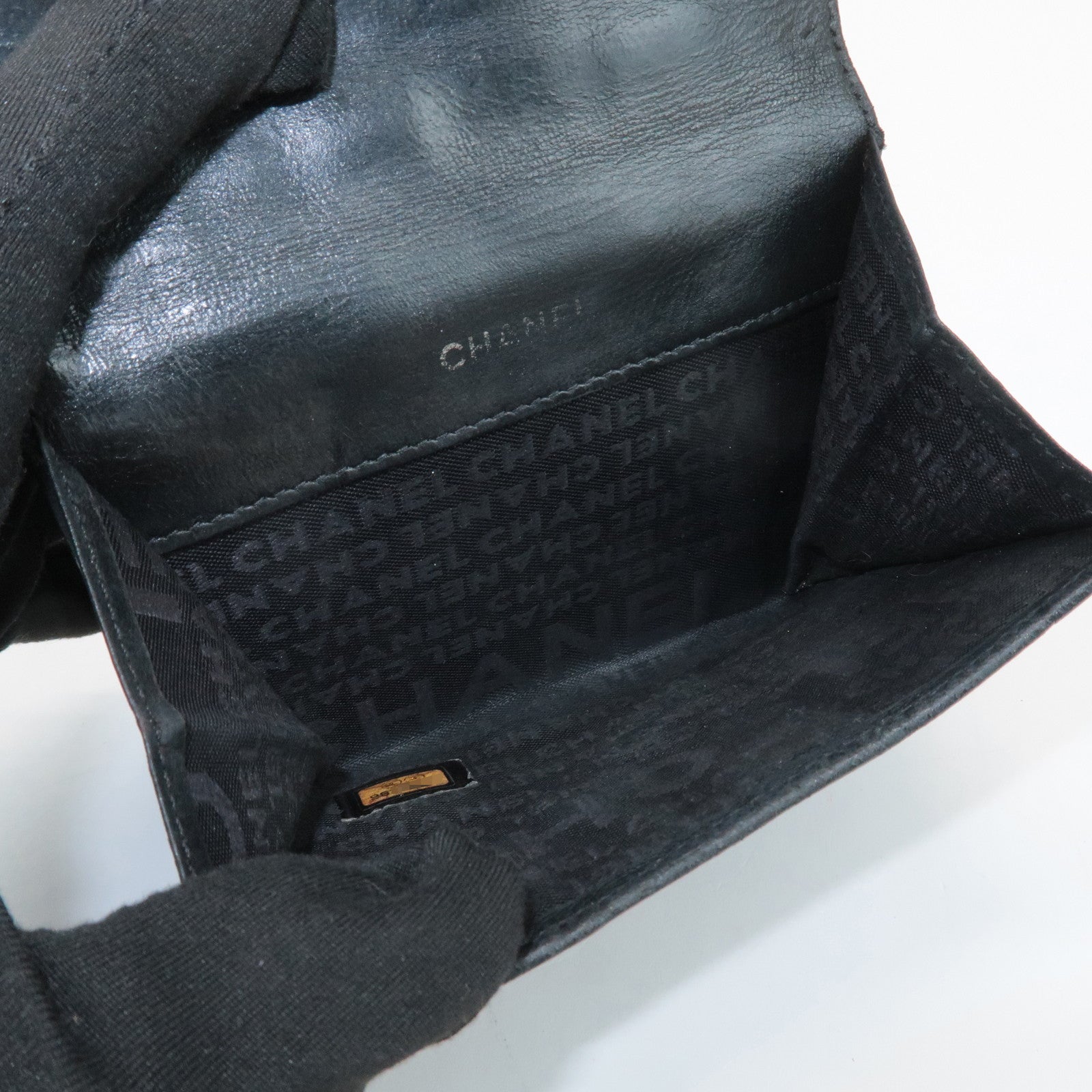 CHANEL COCO Mark Double Hook Compact Wallet Black 9837165 Used