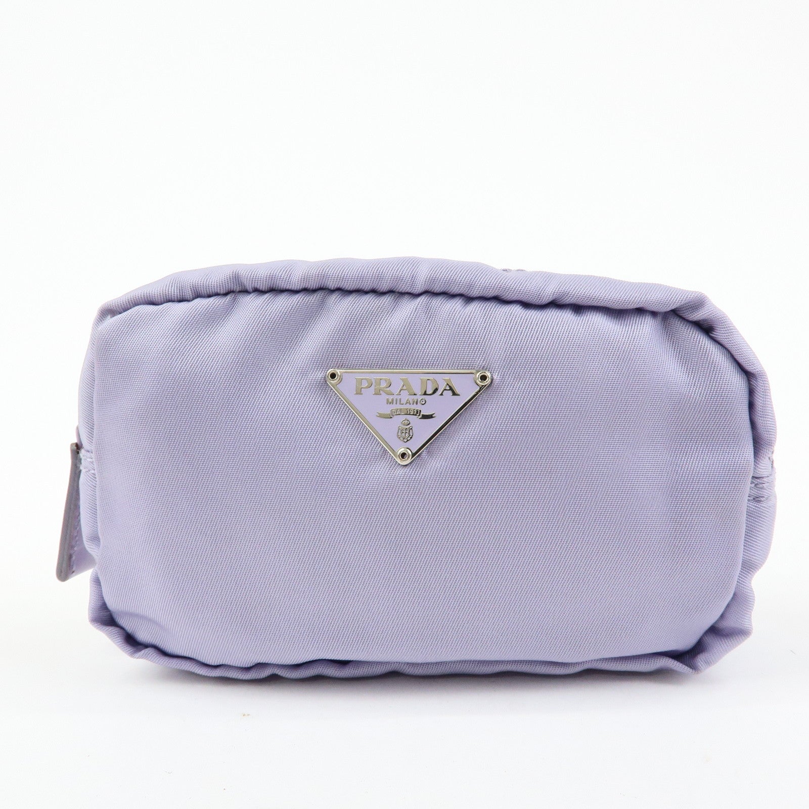 PRADA Triangle Logo Set of 3 Nylon Leather Pouch Pink Purple