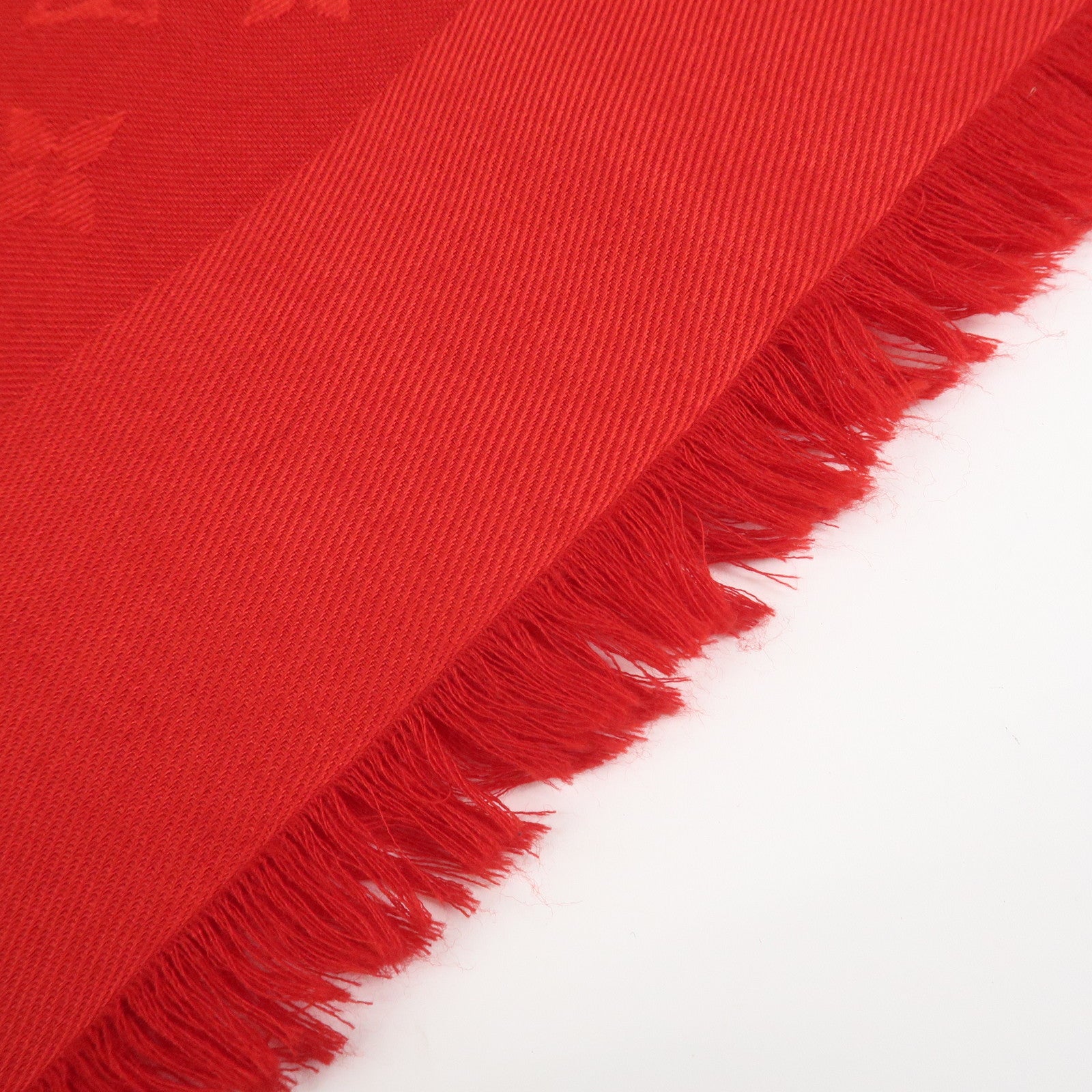 Louis Vuitton Monogram Shawl Silk Wool Large Scarf Red M72237