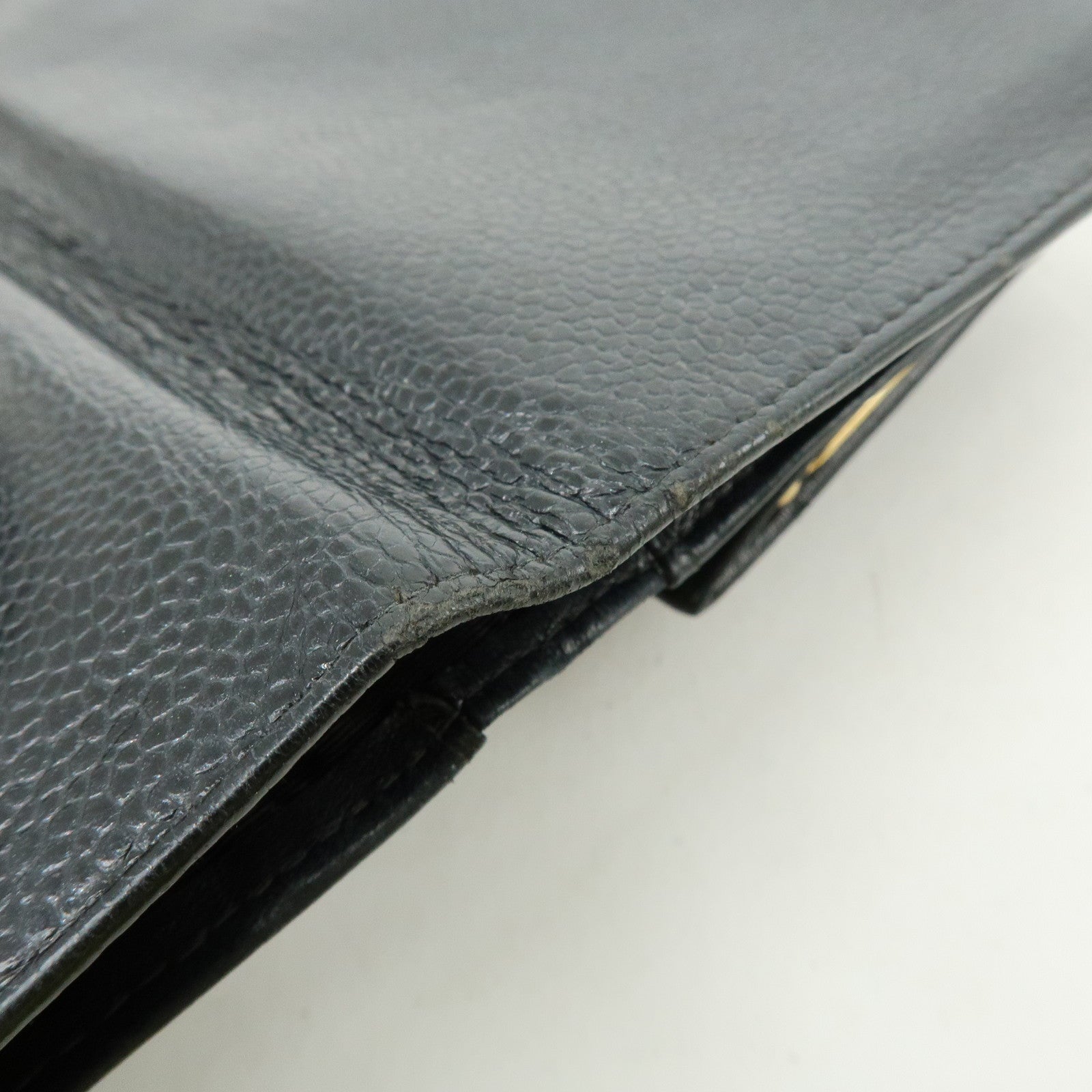 CHANEL COCO Mark Cavierskin Long Wallet Black