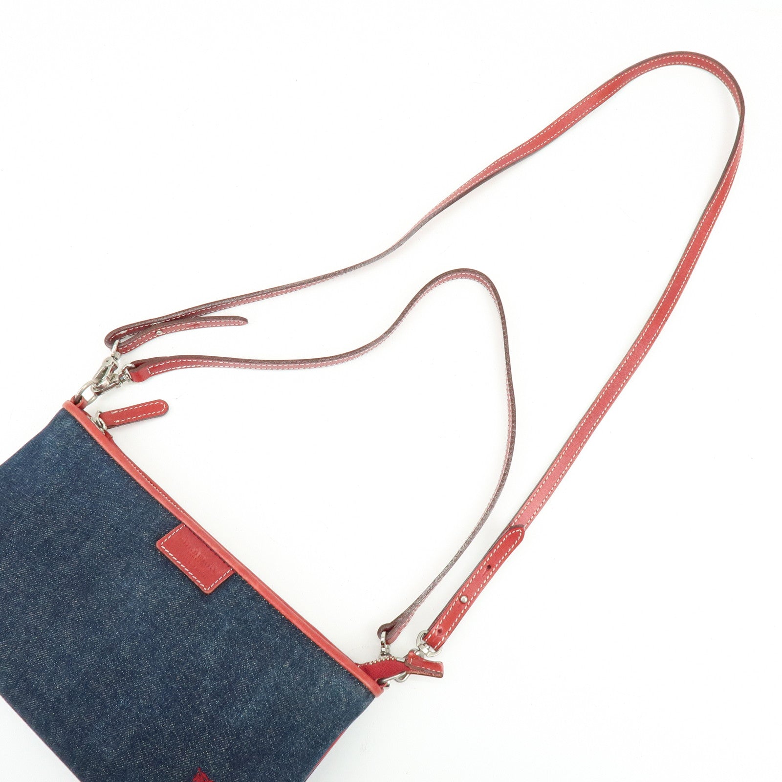 BURBERRY Blue Label Denim Leather 2Way Shoulder Hand Bag Blue Red