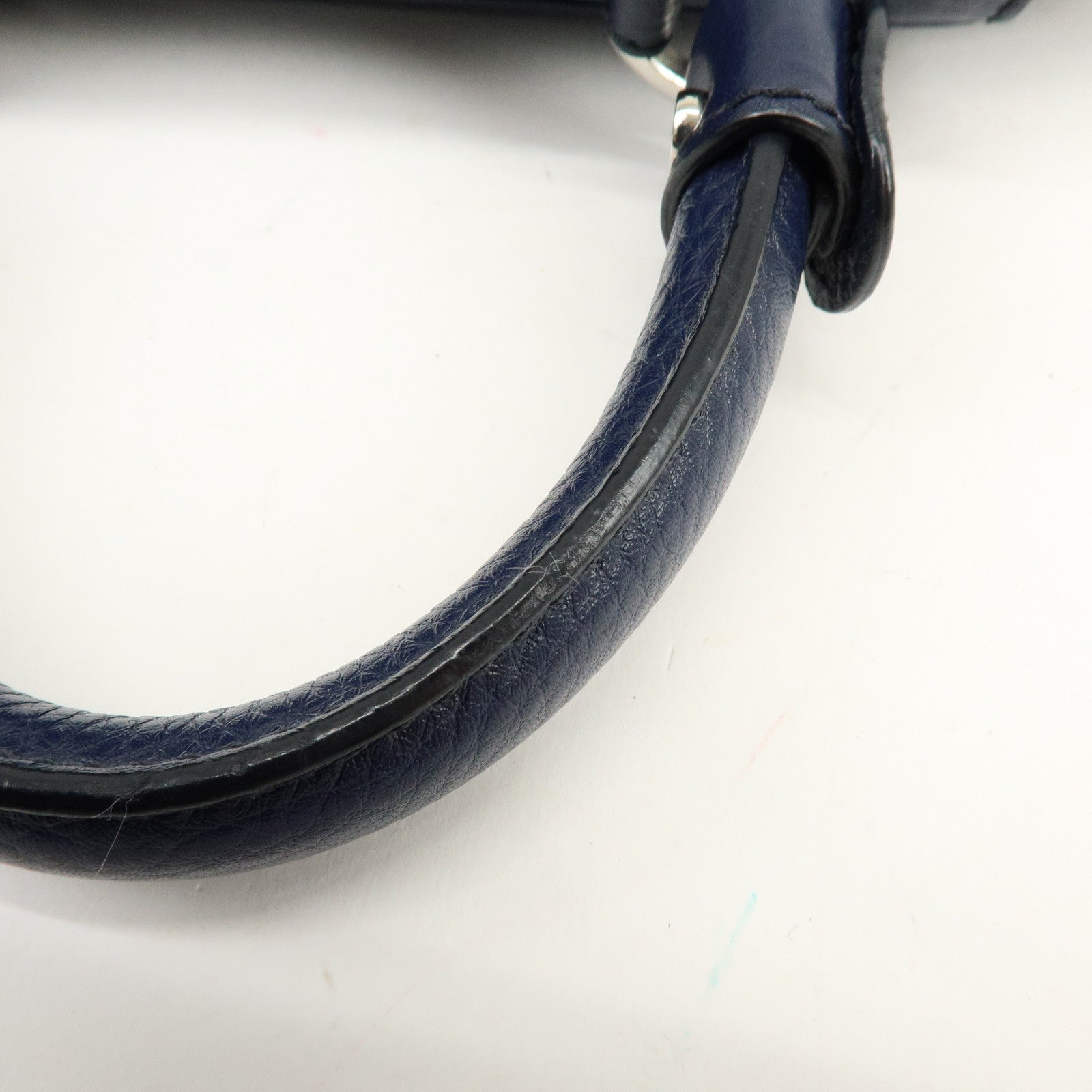 Ferragamo Gancini Leather Hand Bag Navy