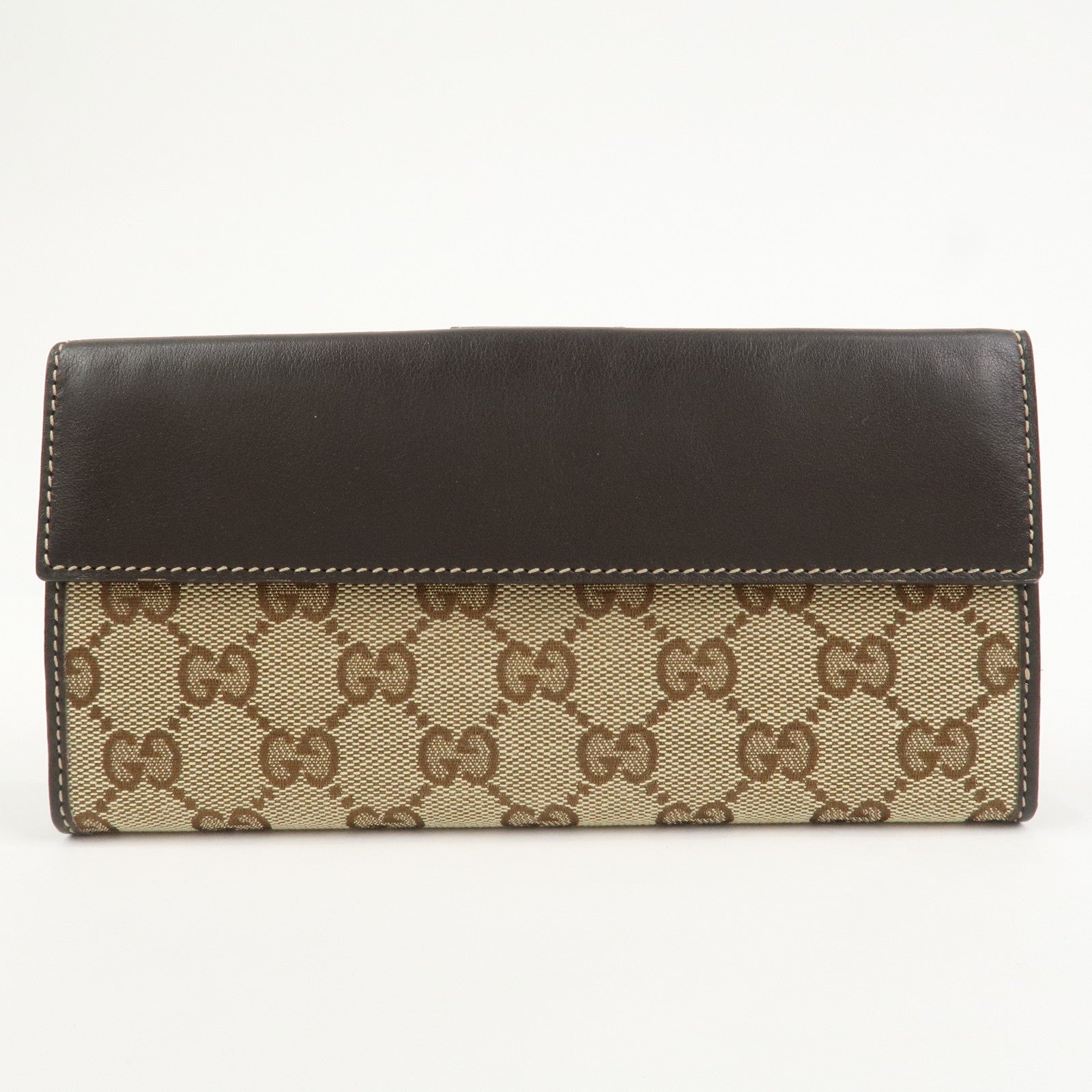 GUCCI Lovely Heart GG Canvas Bi-fold Long Wallet Beige Brown 203550