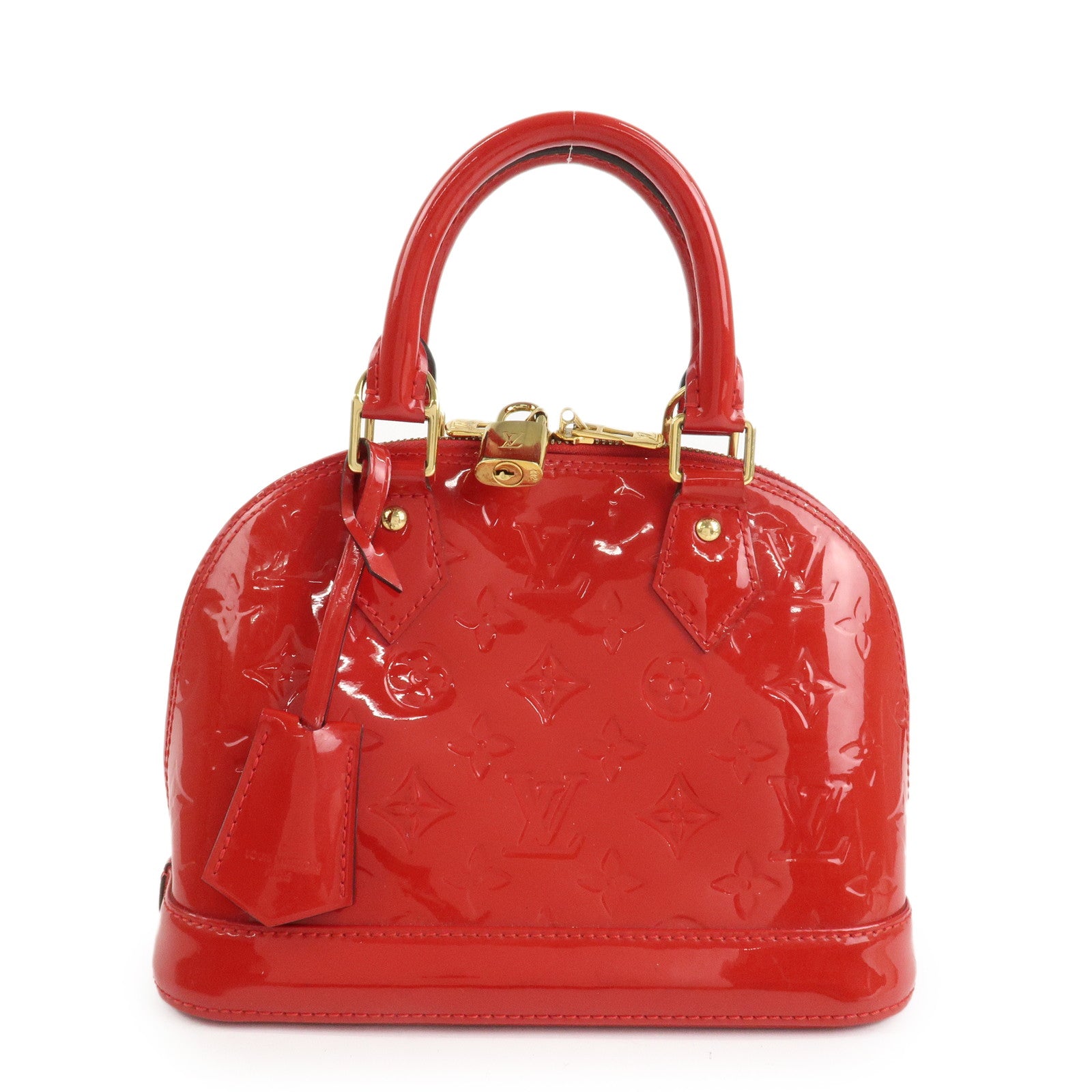 Louis Vuitton Monogram Vernis Alma BB 2Way Hand Bag Cerise M90174 Used