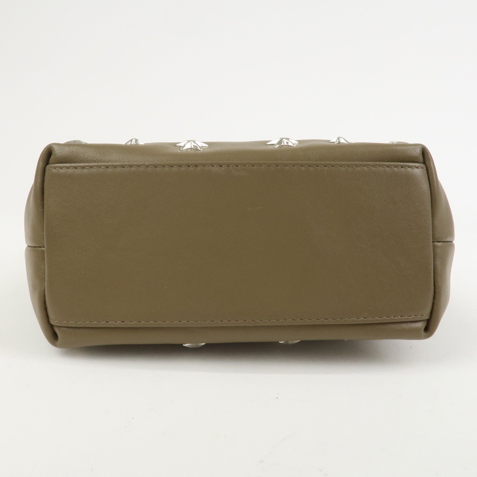 JIMMY CHOO Leather 2Way Bag Hand Bag Shoulder Bag Star Studs Brown