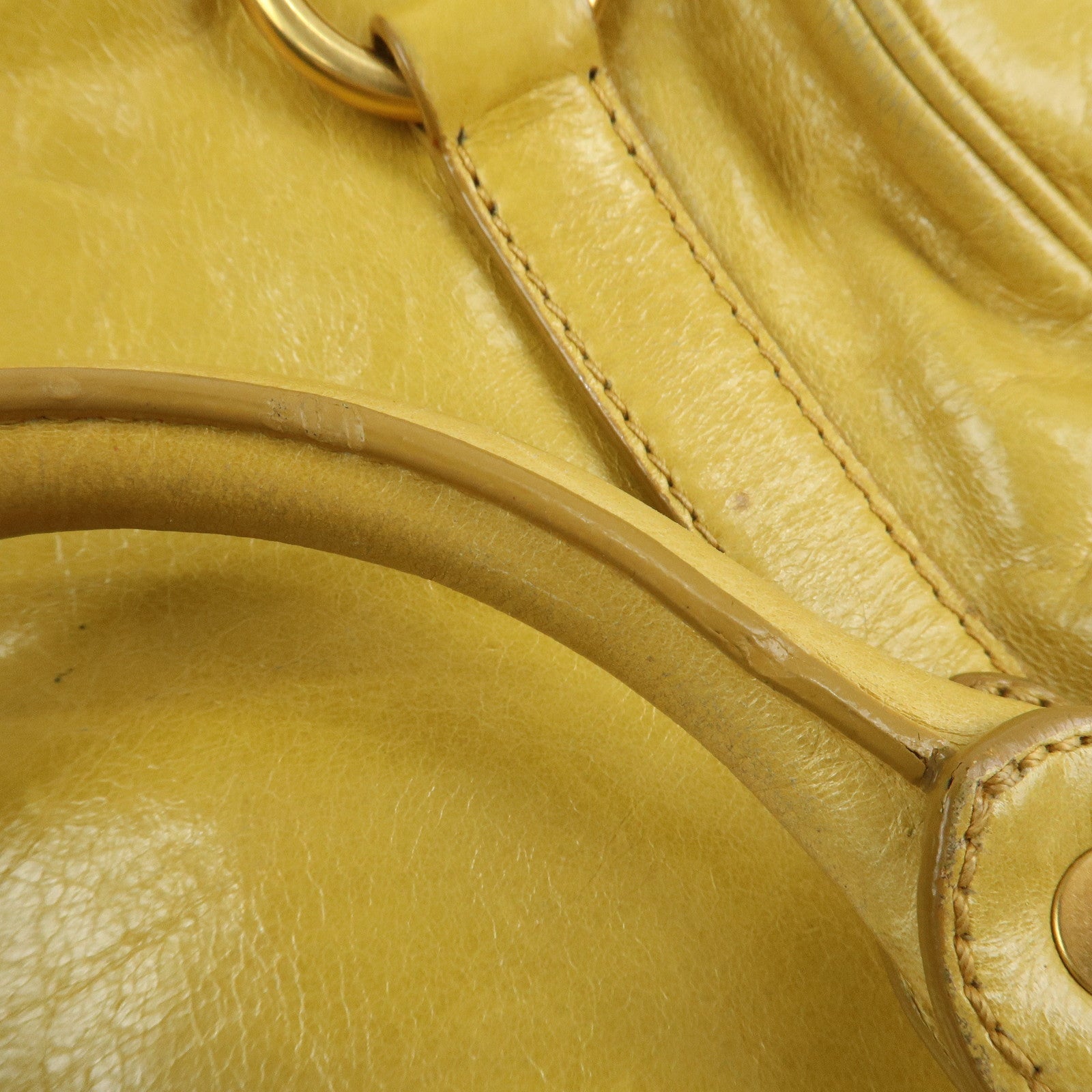 MIU MIU Logo Leather 2Way Bag Hand Bag Yellow
