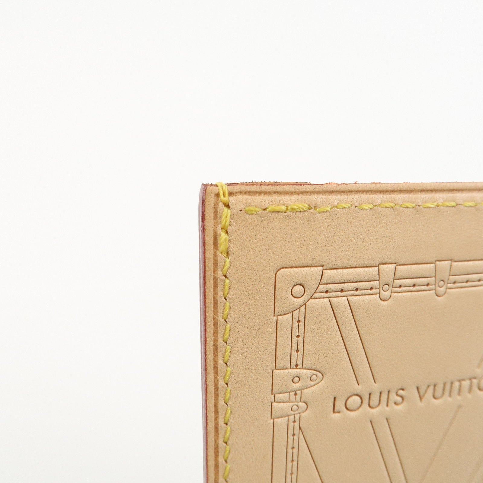 Louis Vuitton Porte-Carte Trunk Leather Card Case Beige M62363