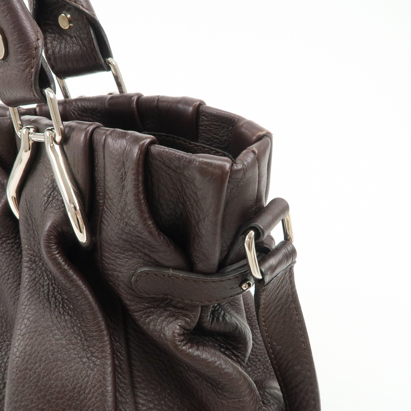 CELINE Macadam Pillow Small Leather 2Way Bag Dark Brown